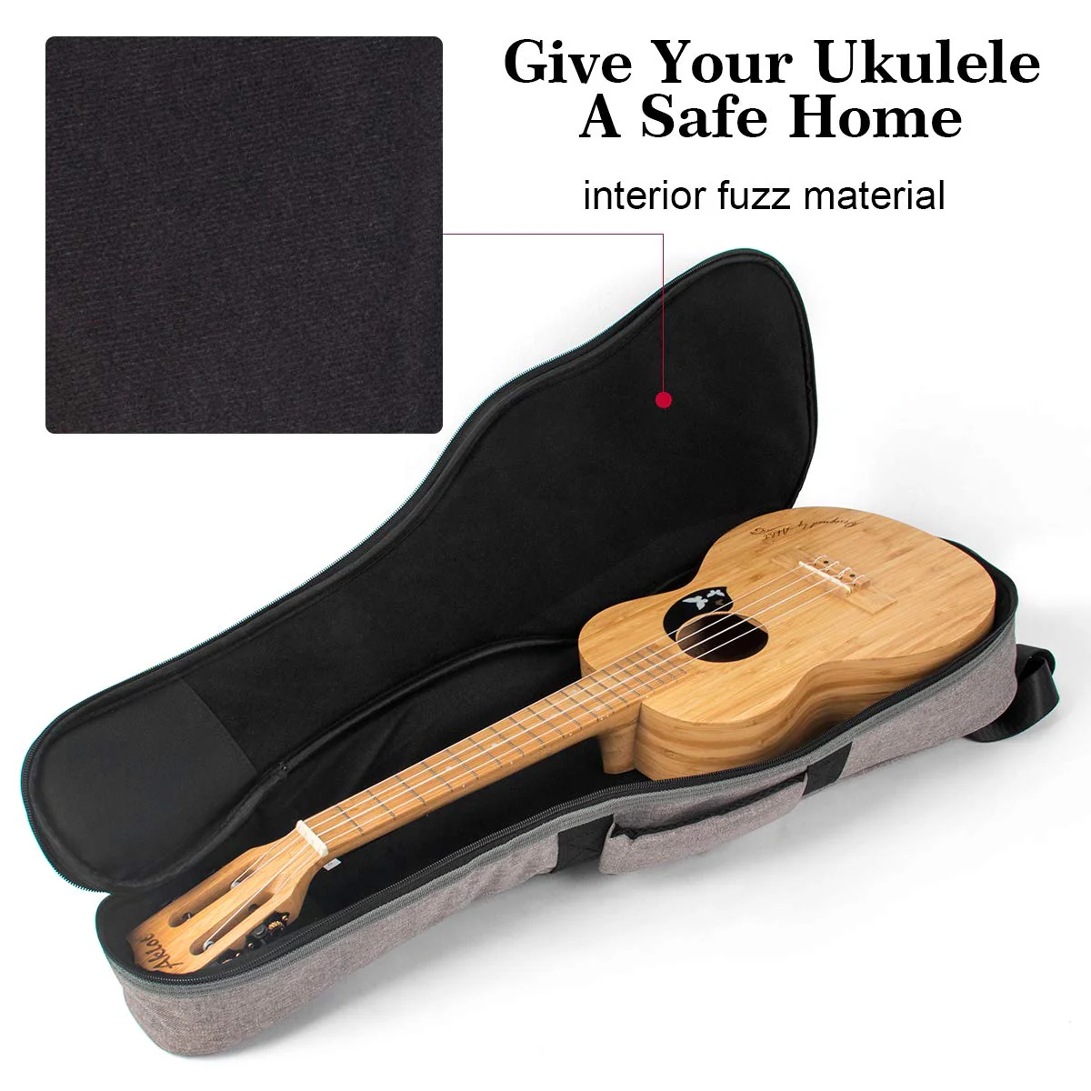 AKLOT 32 inch Gig Bag Carry Handle Case for 30" Baritone Ukulele 32" Bass Ukulele Guitalele 12MM Thick Padding with Humidifier 30"/32" Bag - Image 4