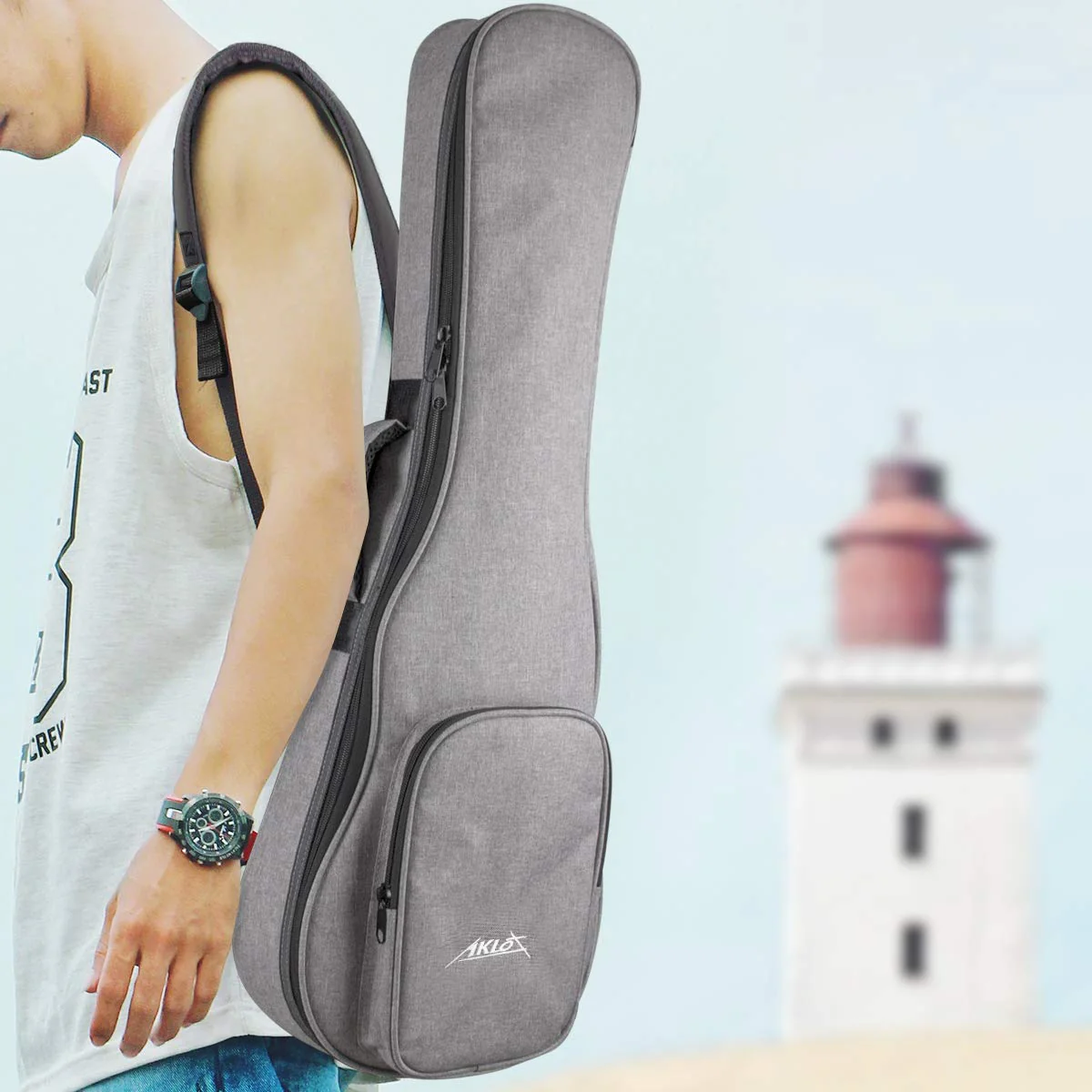 AKLOT 32 inch Gig Bag Carry Handle Case for 30" Baritone Ukulele 32" Bass Ukulele Guitalele 12MM Thick Padding with Humidifier 30"/32" Bag - Image 9