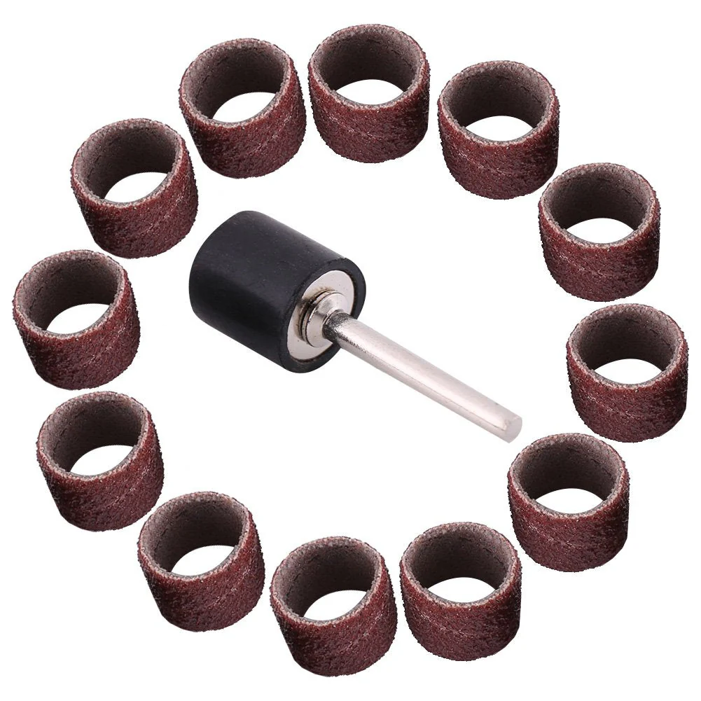 Akozon Sanding Cylinders, Pack of 100 Drum Grinding + 1 Piece Connecting Rod Mandrel for Rotary Drll Sandpaper Bands Spindle Sleeves Woodworking Polishing Kit 80/320/600 Grit (80#) 80#