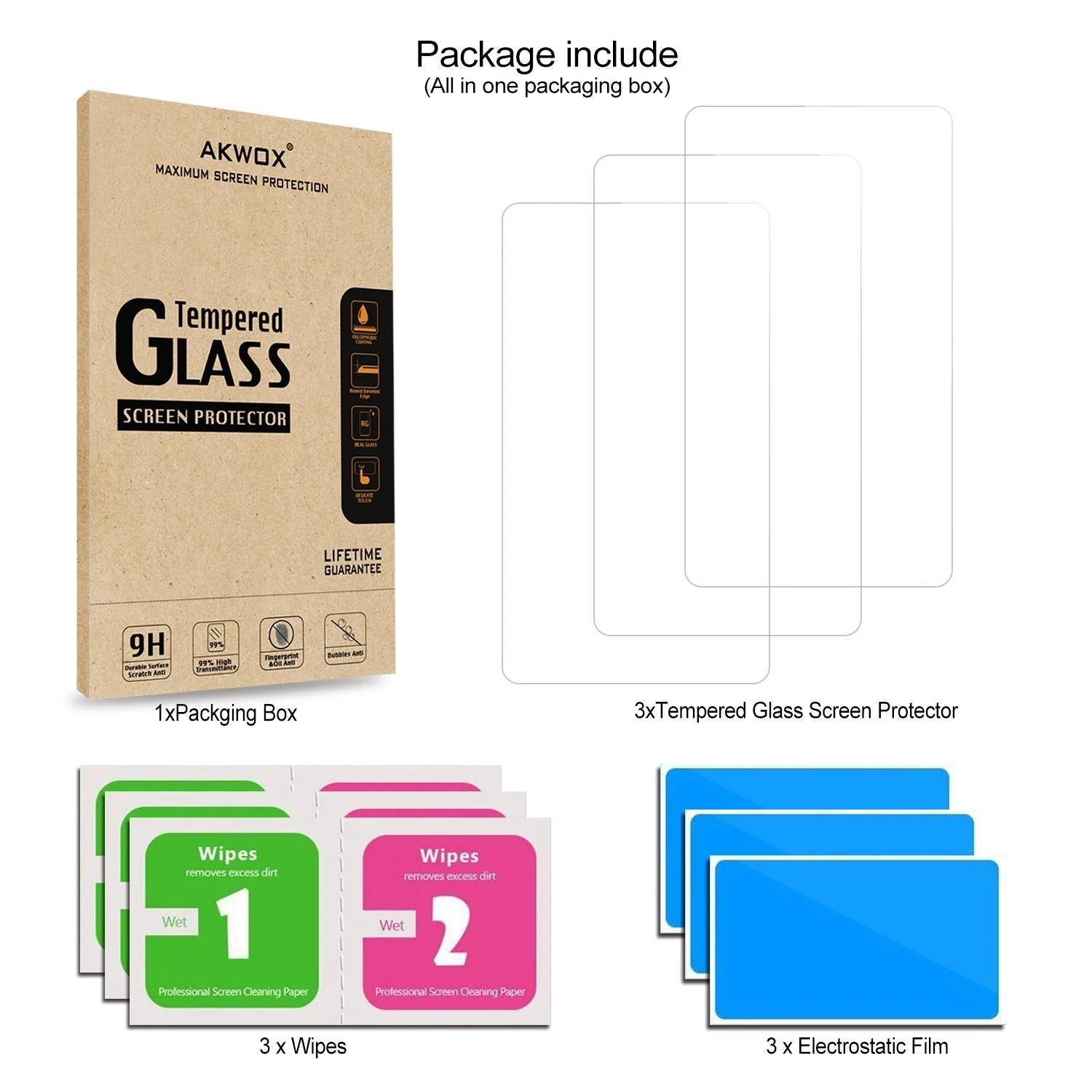 AKWOX [Pack of 3 Tempered Glass Screen Protector For Sony NW-A45, [0.3mm 2.5D High Definition 9H Hardnessm] Screen Protector for Sony NW A40 A45 A46 A47 - Image 6