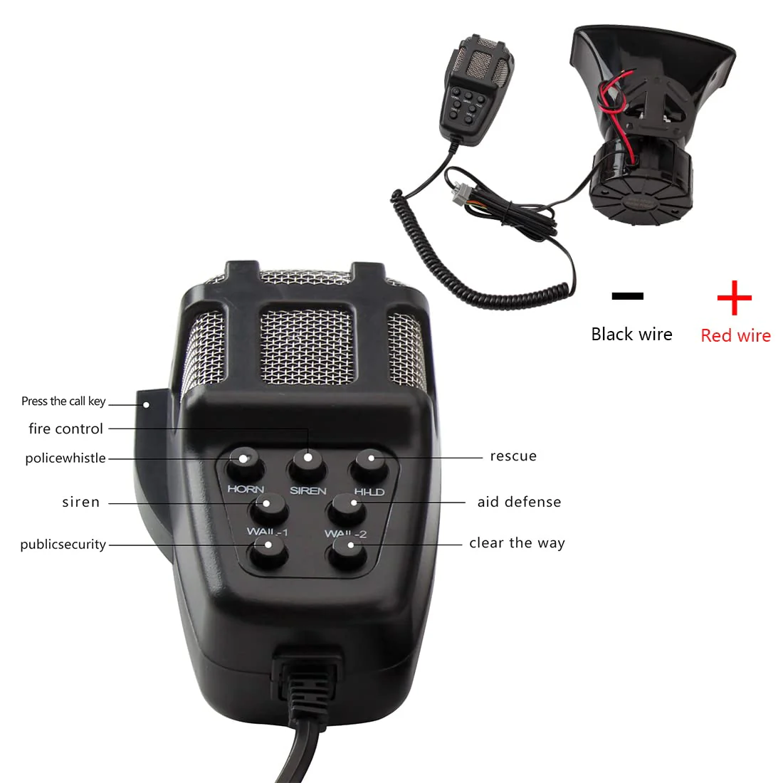Alarm Horn Siren PA Speaker Mic System,BANHAO 100w 12v 7 Sound Loud Car Alarm Police Horn Police Car Siren Horn Speaker System Emergency Amplifier Alarm Kit Horn for 12V Truck Lorry Boat Car - Image 6