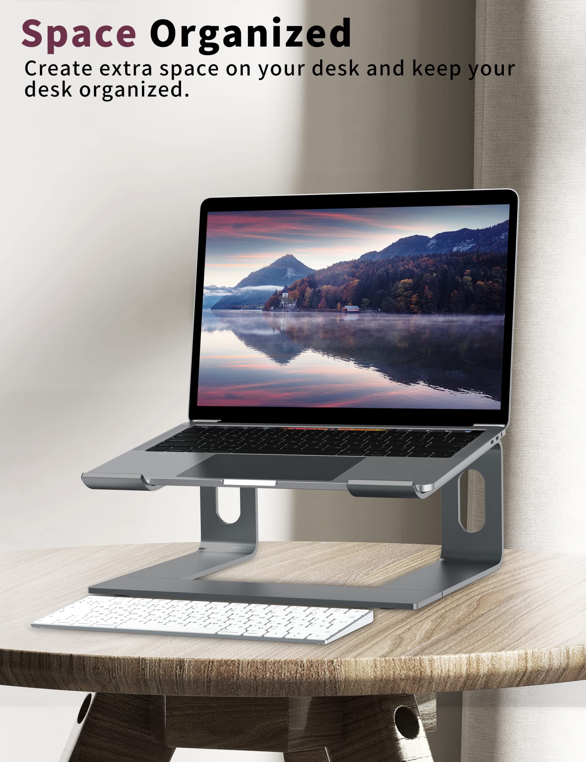ALASHI Laptop Stand for Desk, Aluminum Computer Riser, Ergonomic Notebook Holder, Detachable Metal Laptops Elevator, PC Cooling Mount Support 10 to 15.6 Inches Notebook, Grey C-Grey - Image 7