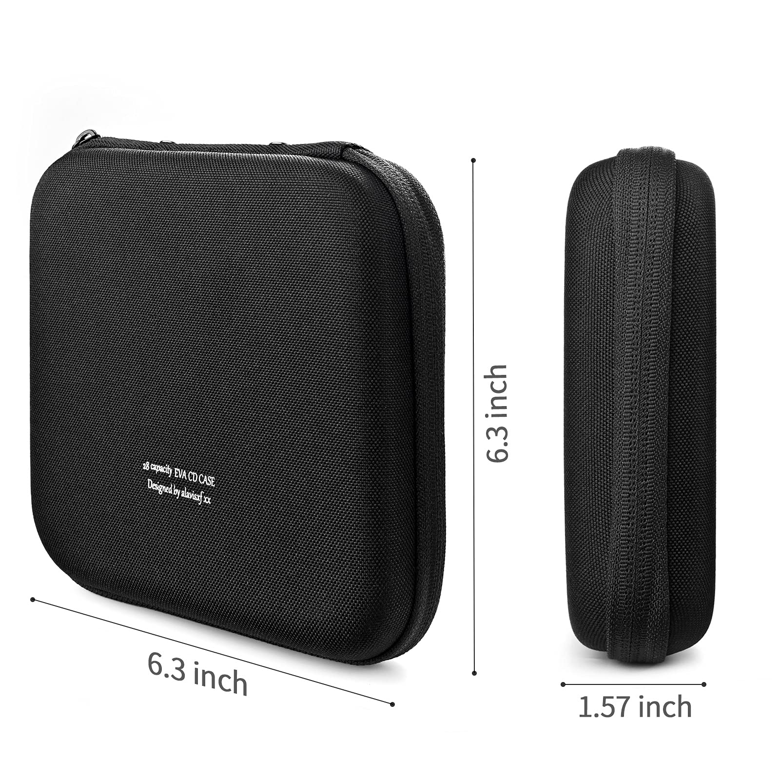 alavisxf xx CD Case, 28 Capacity EVA Protective DVD Case Portable Zipper CD Case Holder Disc Storage Organizer Wallet Bag for Car Home Travel (28 Capacity, Black28) - Image 3
