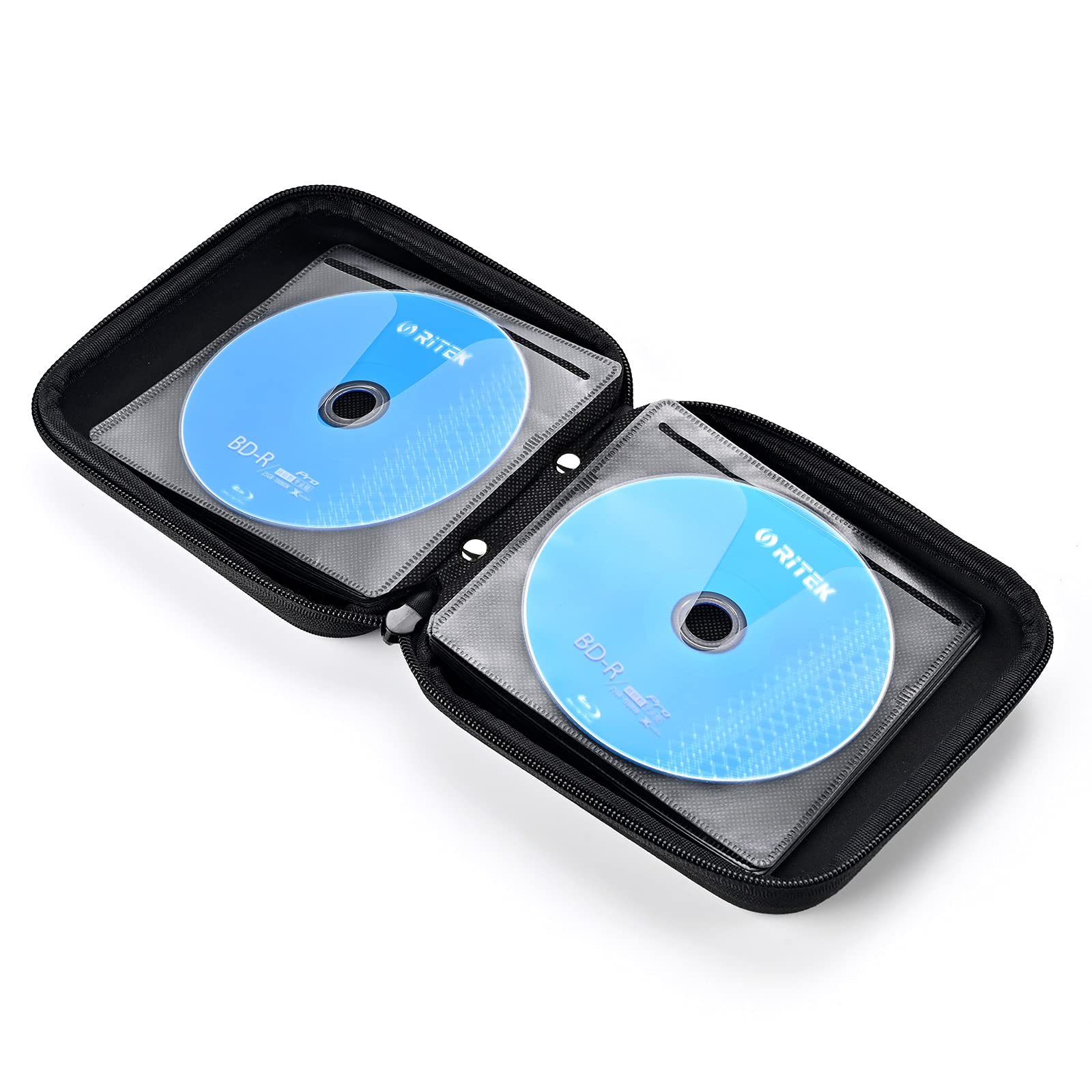 alavisxf xx CD Case, 28 Capacity EVA Protective DVD Case Portable Zipper CD Case Holder Disc Storage Organizer Wallet Bag for Car Home Travel (28 Capacity, Black28) - Image 4