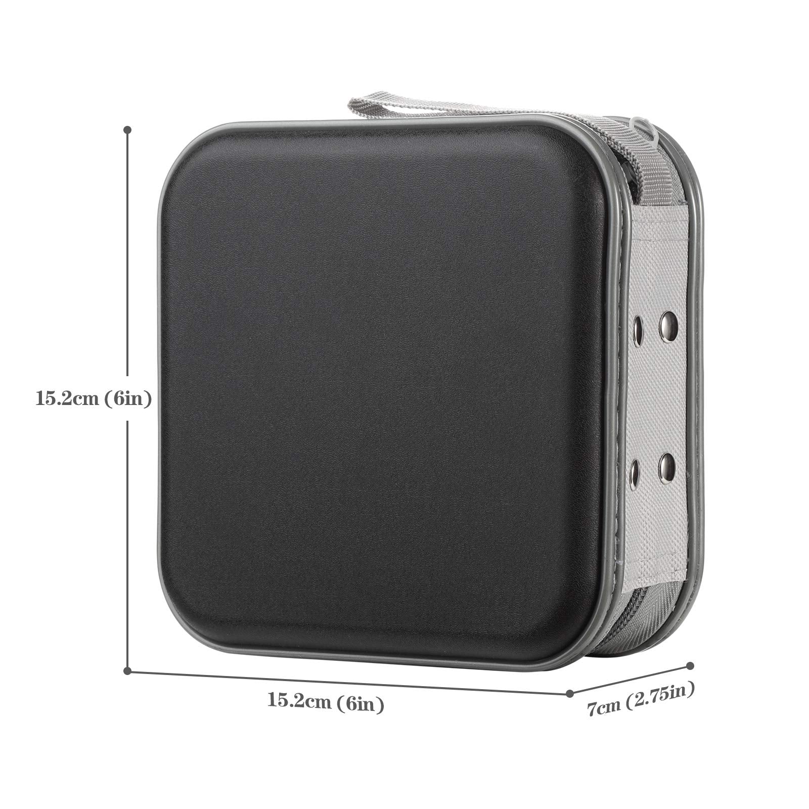 alavisxf xx CD Case, 48 Capacity Hard Plastic DVD Case Portable Zipper CD Case Holder Large Storage Disc Wallet Bag for Car Home Travel (Black, 48 Capacity) Black - Image 4