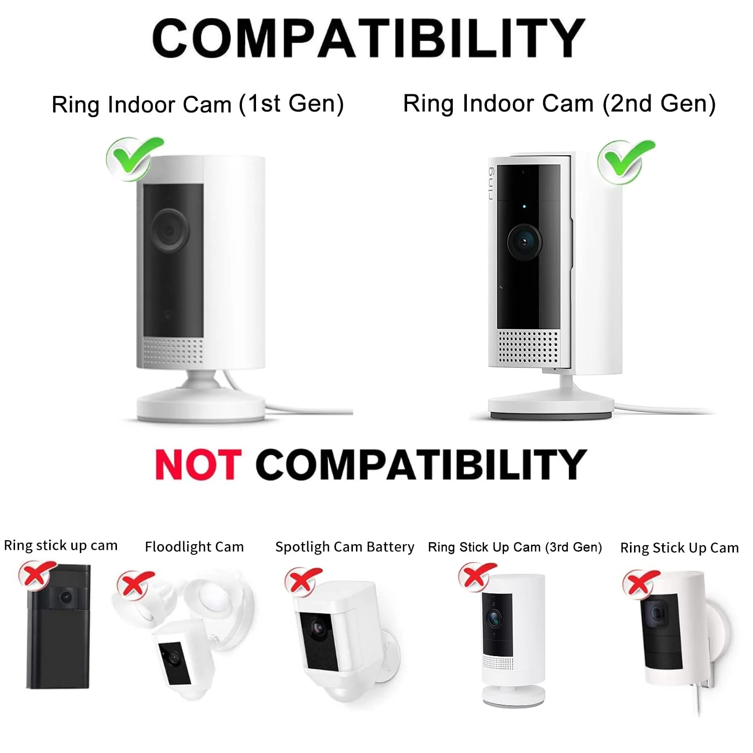 ALERTCAM Power Adapter for Ring Indoor Cam and All-New Ring Indoor Cam (2nd Gen), with 25Ft/7.5m Flat Charging Cable Continuously Charge Your Camera (NOT Compatible with Ring Stick Up Cam) - Image 2