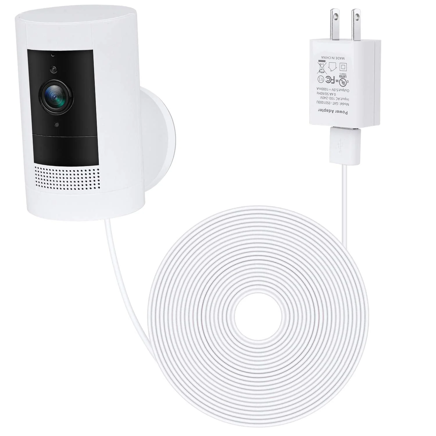 ALERTCAM Power Adapter for Ring Stick Up Cam Battery(3rd Gen), with 30ft/9m Weatherproof Outdoor Cable Continuously Charge Your Camera, No Need to Change The Batteries White