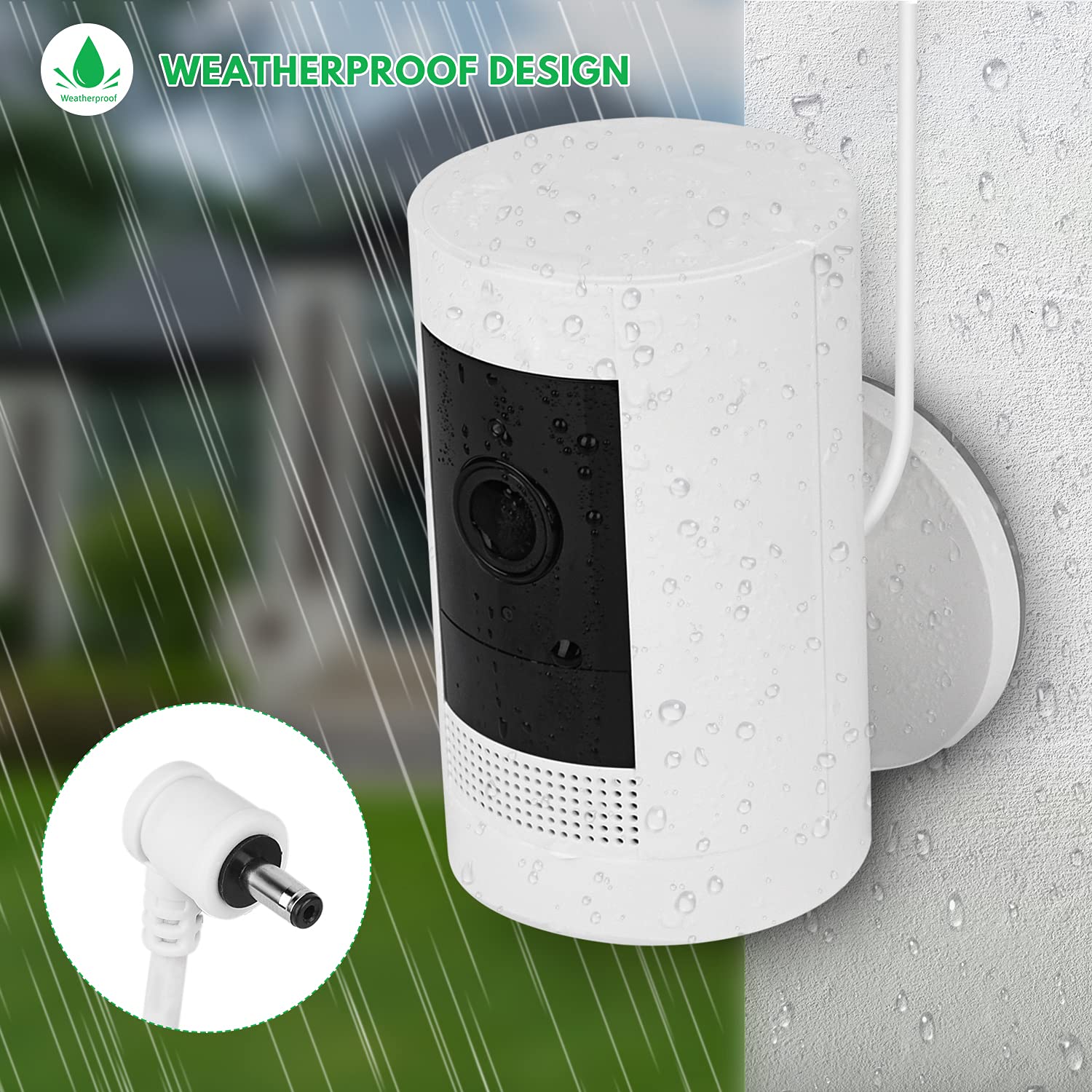 ALERTCAM Power Adapter for Ring Stick Up Cam Battery(3rd Gen), with 30ft/9m Weatherproof Outdoor Cable Continuously Charge Your Camera, No Need to Change The Batteries White - Image 3