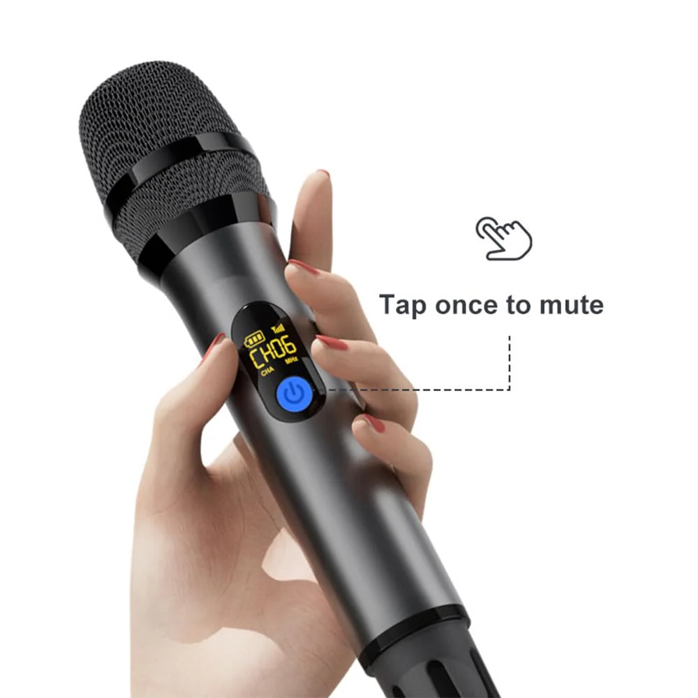 All Metal Shell UHF Wireless Microphone Professional, Handheld Cordless Dynamic Mic System with Rechargeable Receiver, Karaoke Microphone for DJ, Singing, Wedding, Party, Speech, PA - Image 4