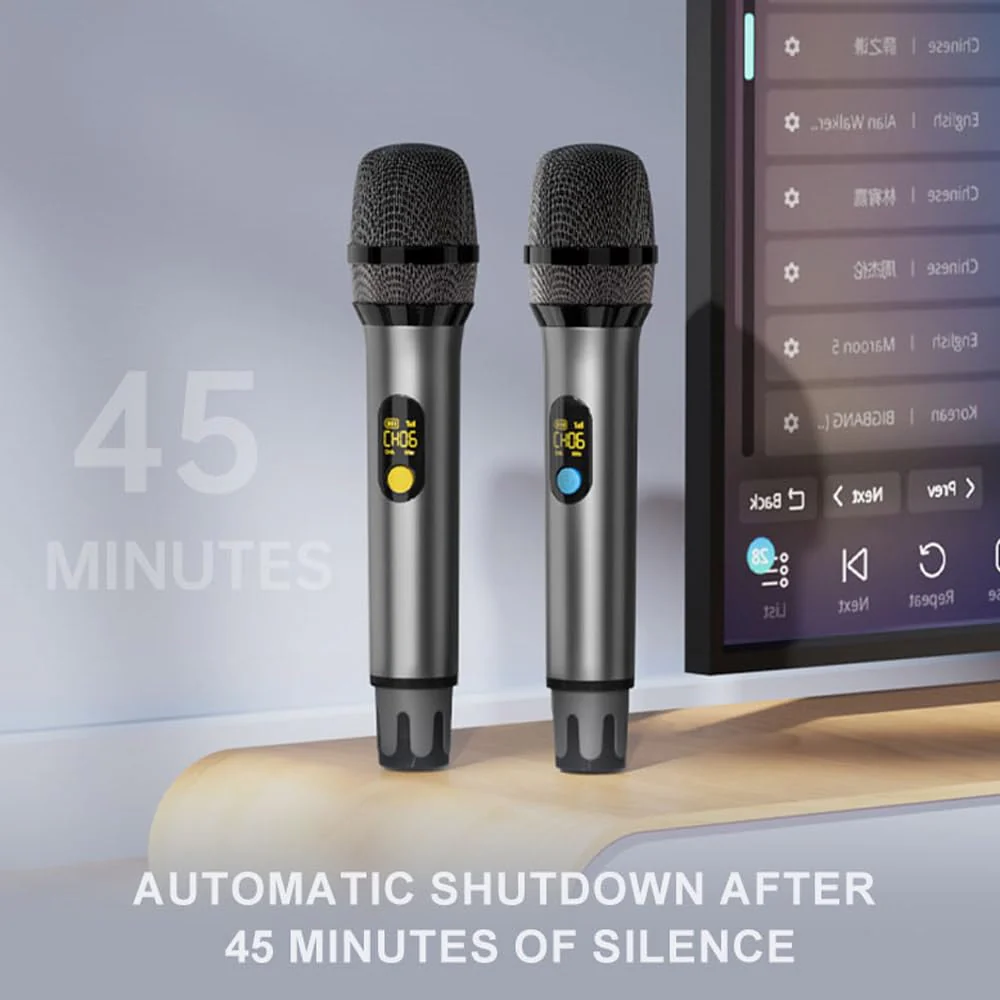 All Metal Shell UHF Wireless Microphone Professional, Handheld Cordless Dynamic Mic System with Rechargeable Receiver, Karaoke Microphone for DJ, Singing, Wedding, Party, Speech, PA - Image 8