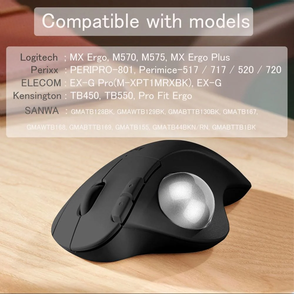 All-New 2024, Trackball 34mm/1.34 Inches Trackball, Replacement Ball for Logitech M575, M570, MX Ergo, ELECOM, Kensington, Perixx, and Other Compatible Trackball Mice, Glossy - Gray - Image 2