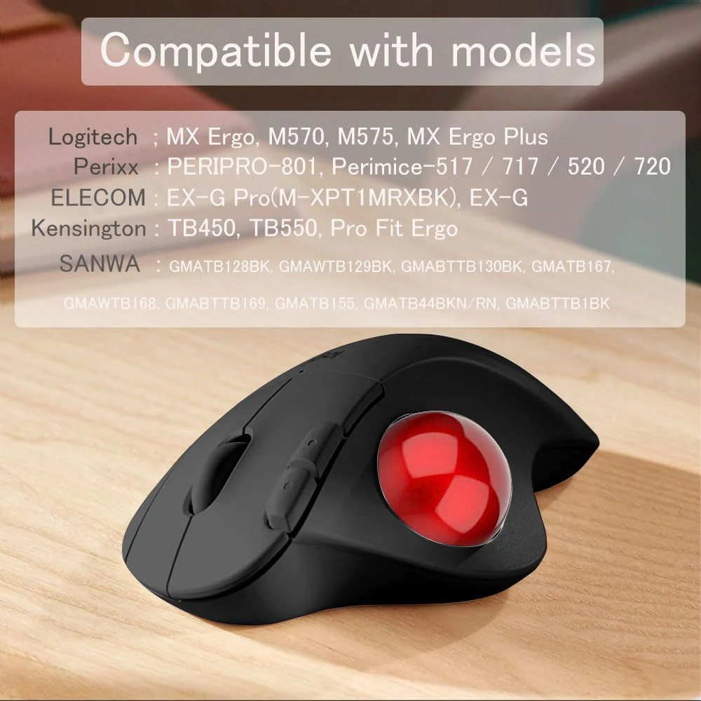 All-New2024 Trackball 34mm/1.34 Inches Trackball, Replacement Ball for Logitech M575, M570, MX Ergo, ELECOM, Kensington, Perixx, and Other Compatible Trackball Mice, Glossy - Red - Image 2