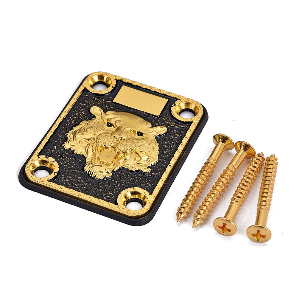 Alnicov Guitar Neck Plate, Guitar Neck Plate Engraved Animal Head Pattern for Electric Guitar - Image 3