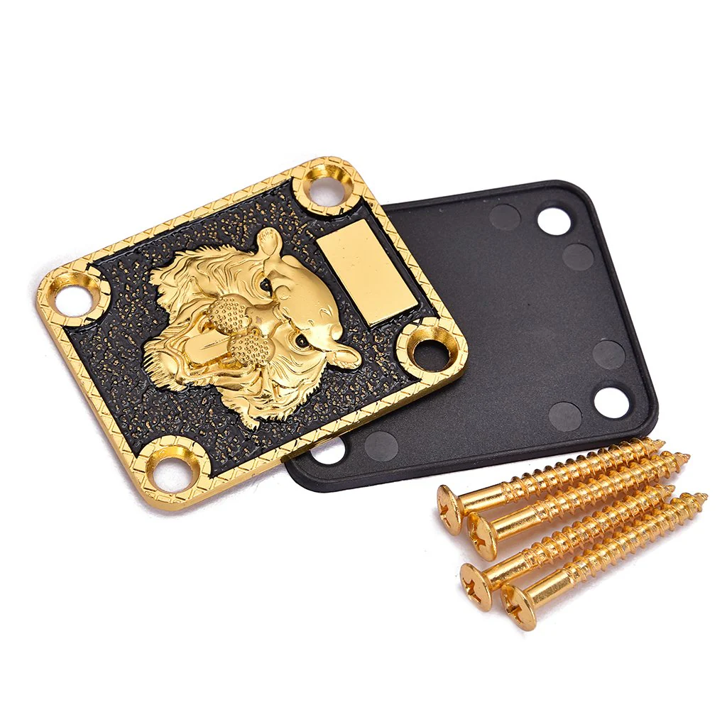 Alnicov Guitar Neck Plate, Guitar Neck Plate Engraved Animal Head Pattern for Electric Guitar - Image 6