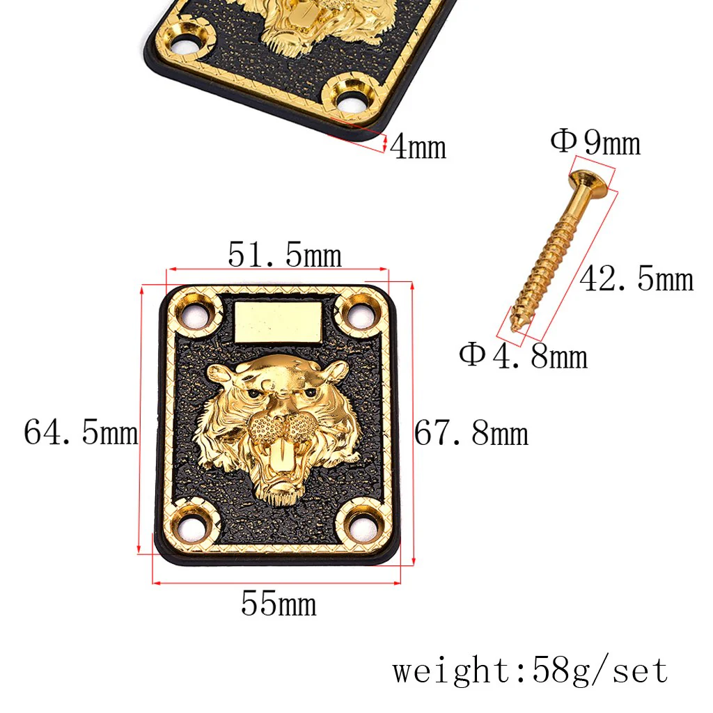 Alnicov Guitar Neck Plate, Guitar Neck Plate Engraved Animal Head Pattern for Electric Guitar - Image 9