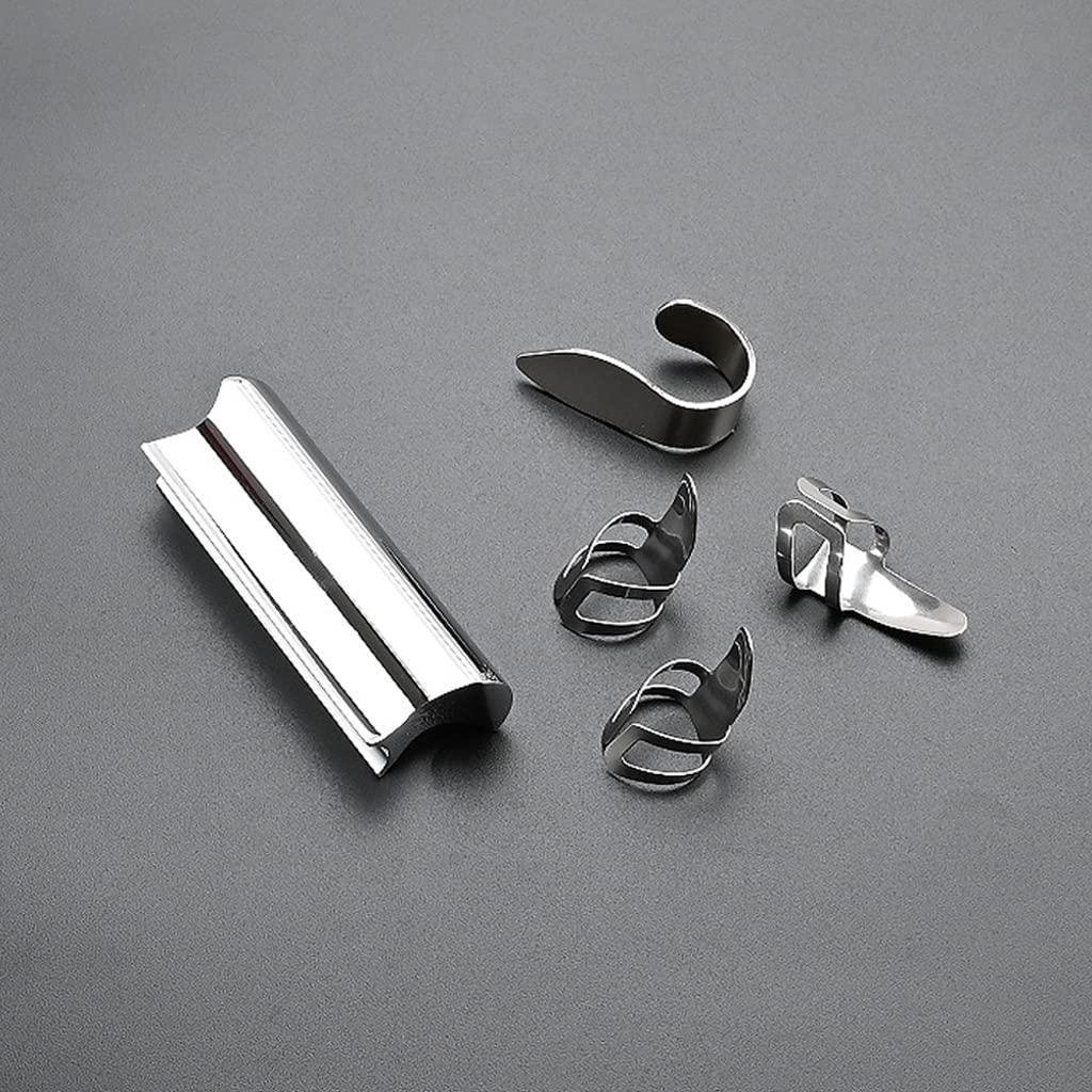 Alnicov Guitar Slide Steel Stainless Tone Bar for Hawaiian Guitar Lap Steel Guitar, Electric Guitar with Metal Thumb Finger Picks Plectrums?Chrome - Image 5