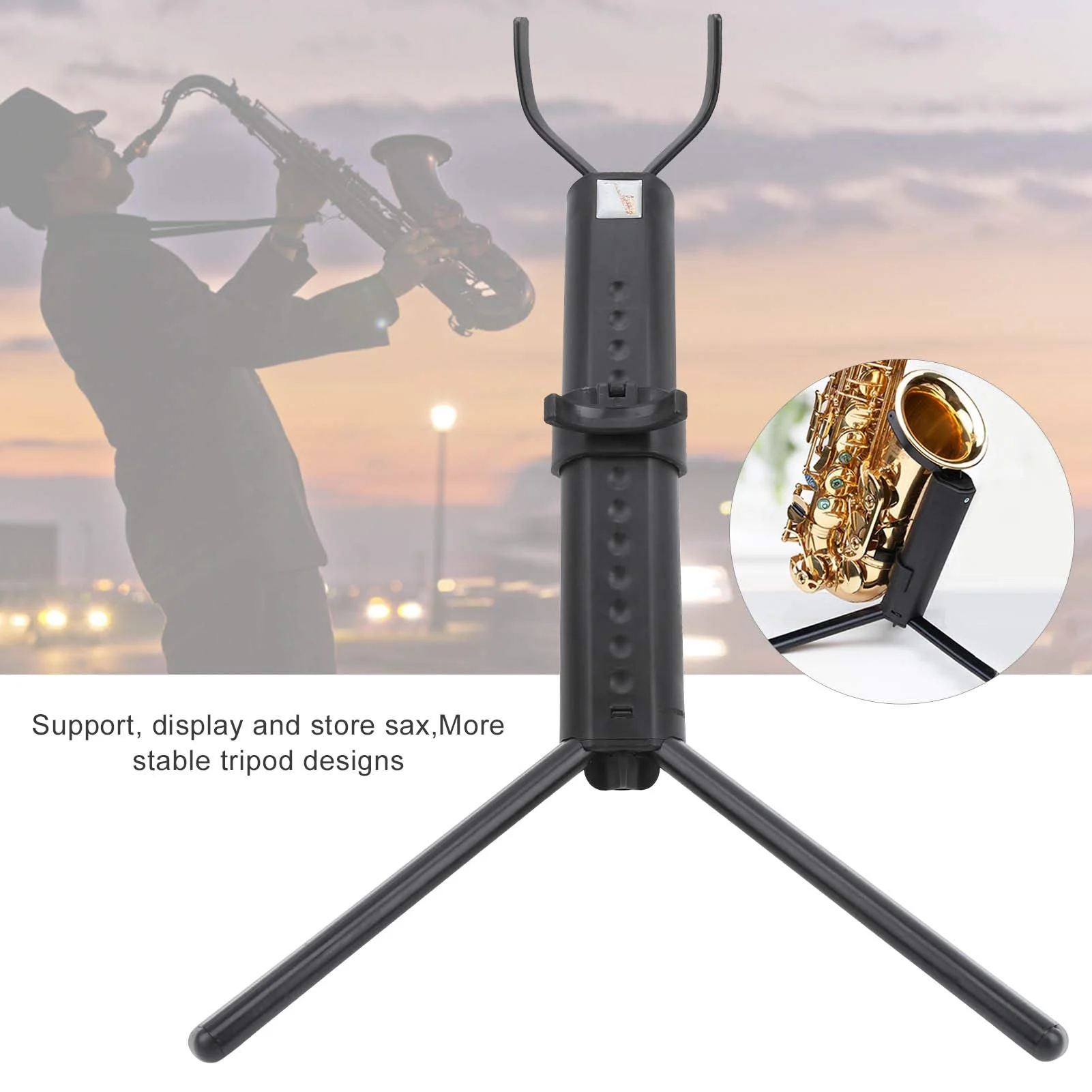 Alomejor Saxophone Stand Portable Saxophone Folding Rack Display Holder Metal Legs Rack Tripod Storage Accessories Tenor / Soprano Saxophone Stand - Image 5