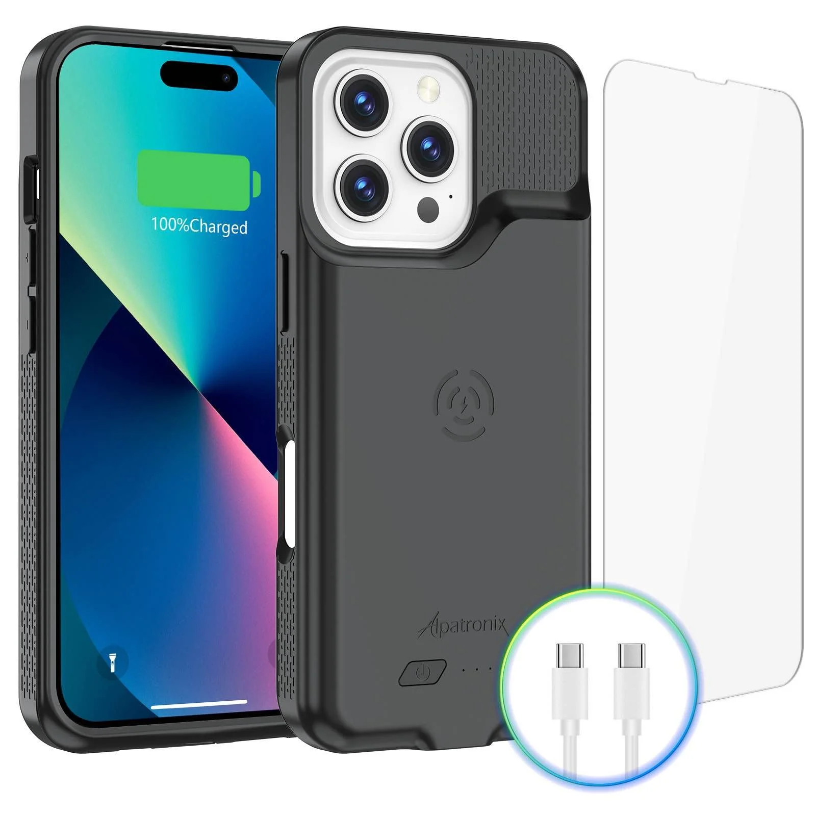 Alpatronix Battery Case for iPhone 16 Pro Max, Portable Strong Slim Protective Extended Charger Cover, 15W Fast Charging, High Capacity with Wireless Charging Case (BX16PM) Black Apple iPhone 16 Pro Max (6.9 inch)