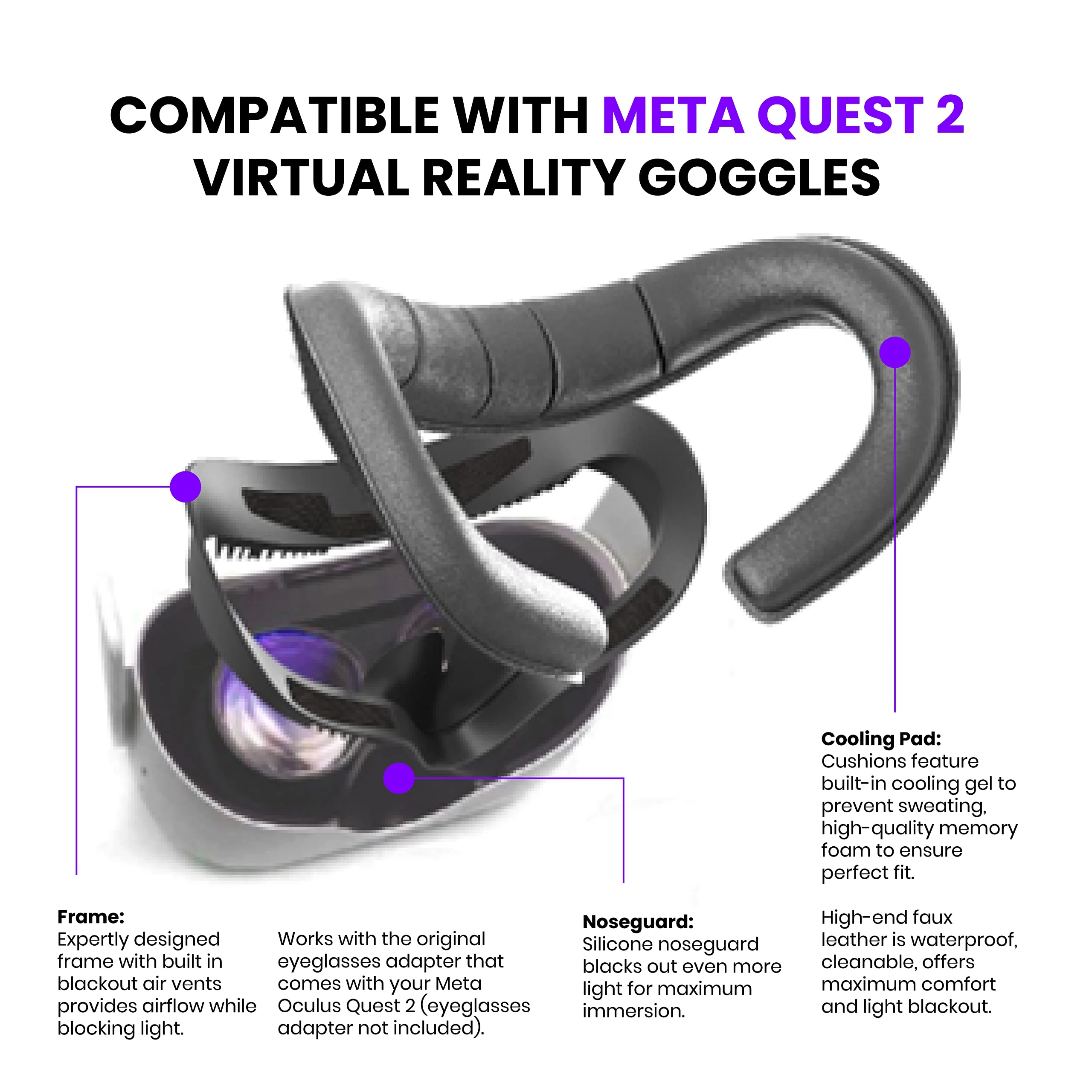 Alpatronix Cooling Facial Interface Compatible with Meta Oculus Quest 2 with 2 Cooling Liquid Gel Soft Face Pads No Fan/No Dry Eye, Lightweight Oculus Quest 2 Accessories. - Image 4
