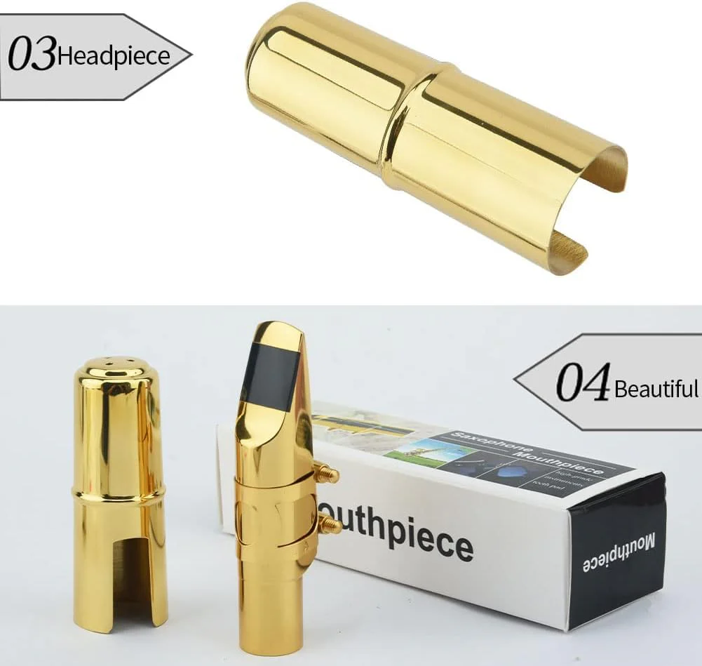 Alto Sax Saxophone Mouthpiece w/Cap & Ligatures, Brass Metal Eb Alto Sax Mouthpieces 5C for Saxophone Professionals and Beginners (5C) - Image 7