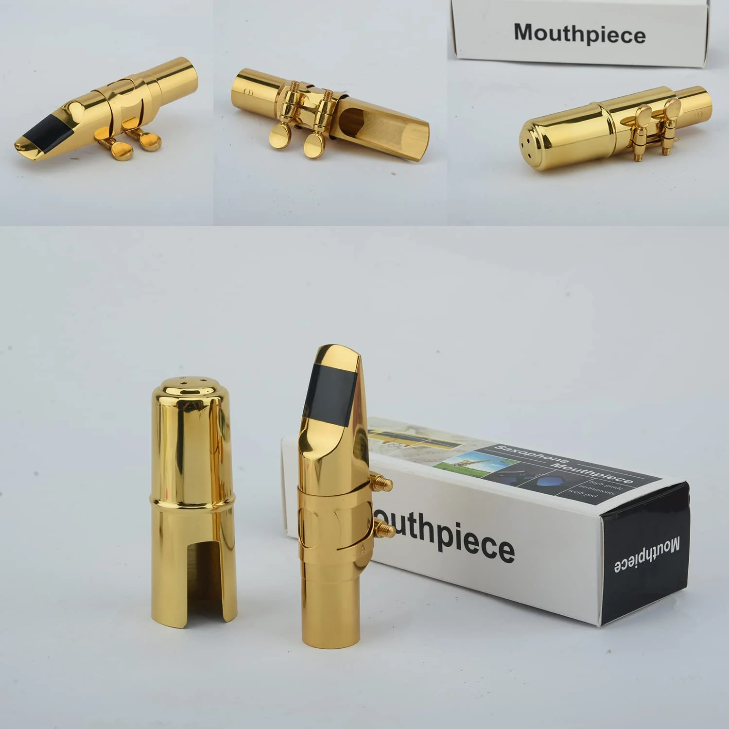 Alto Sax Saxophone Mouthpiece w/Cap & Ligatures, Brass Metal Eb Alto Sax Mouthpieces 5C for Saxophone Professionals and Beginners (Gold - 5C) - Image 2