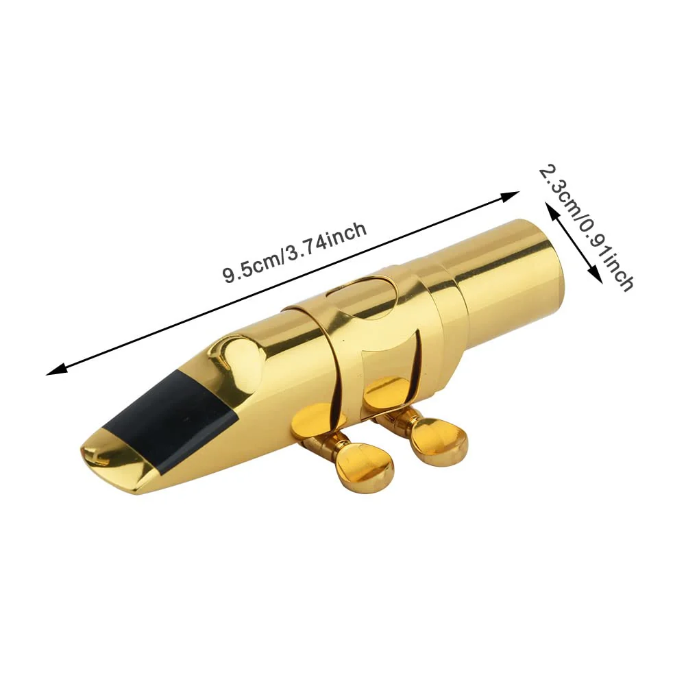 Alto Sax Saxophone Mouthpiece w/Cap & Ligatures, Brass Metal Eb Alto Sax Mouthpieces 5C for Saxophone Professionals and Beginners (Gold - 5C) - Image 3