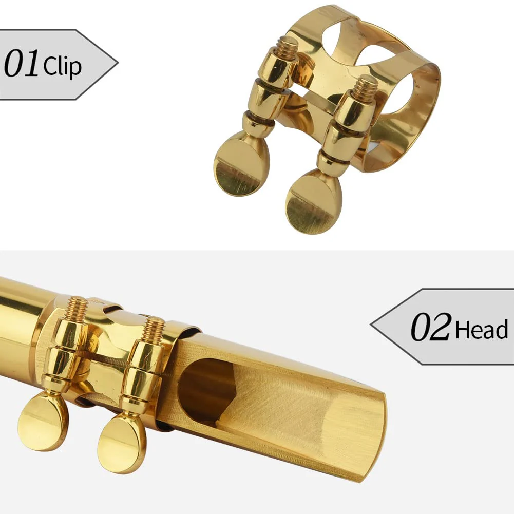 Alto Sax Saxophone Mouthpiece w/Cap & Ligatures, Brass Metal Eb Alto Sax Mouthpieces 5C for Saxophone Professionals and Beginners (Gold - 5C) - Image 6