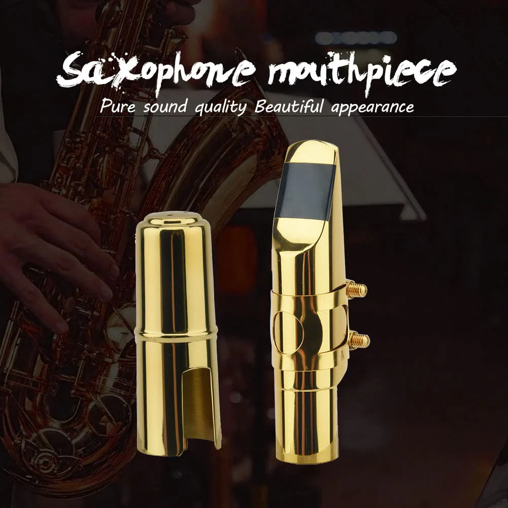 Alto Sax Saxophone Mouthpiece w/Cap & Ligatures, Brass Metal Eb Alto Sax Mouthpieces 7C for Saxophone Professionals and Beginners (Gold - 7C) - Image 8