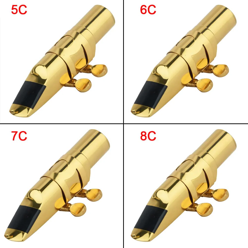 Alto Sax Saxophone Mouthpiece w/Cap & Ligatures, Brass Metal Eb Alto Sax Mouthpieces 7C for Saxophone Professionals and Beginners (Gold - 7C) - Image 9