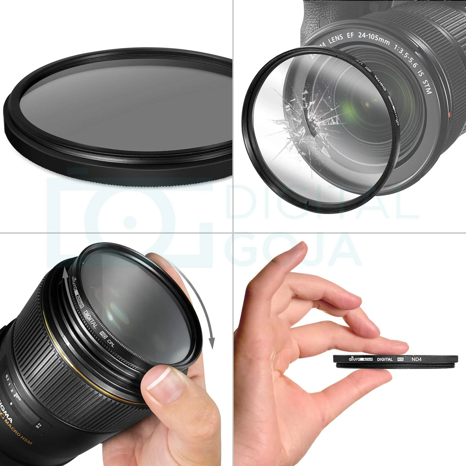 Altura Photo 58MM Lens Filter Kit - Includes 58MM ND Filter, 58MM Polarizer Filter, 58MM UV Filter - UV, CPL Polarizing Filter, Neutral Density for Camera Lens with 58MM Filters + Lens Filter Case - Image 8