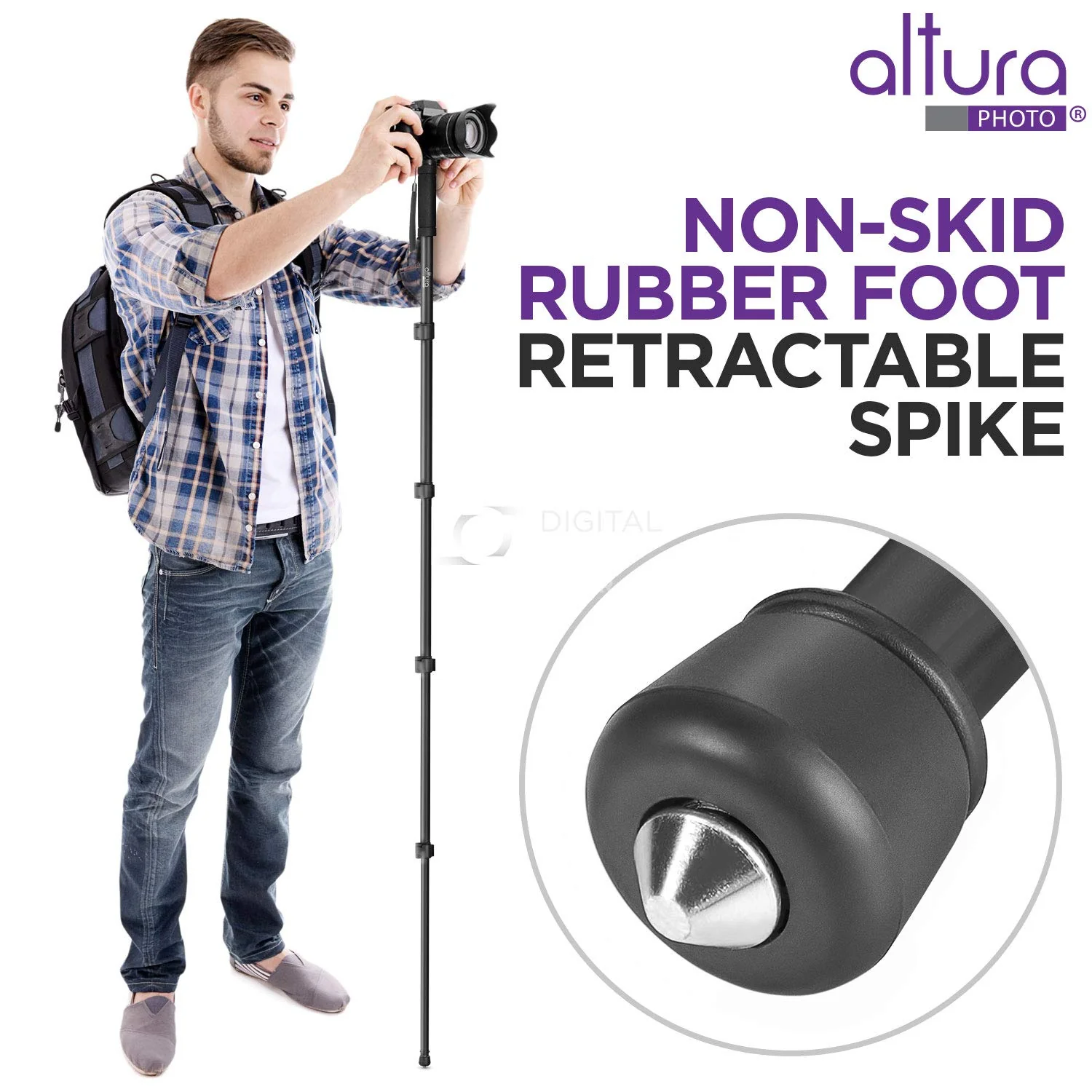 Altura Photo 62-Inch Camera Monopod - Heavy Duty Monopod for Cameras Canon, Nikon & Sony Mirrorless & DSLR, Steady Photography Monopod, Easy to Carry & Portable Monopod Lightweight w/Pouch - Image 2
