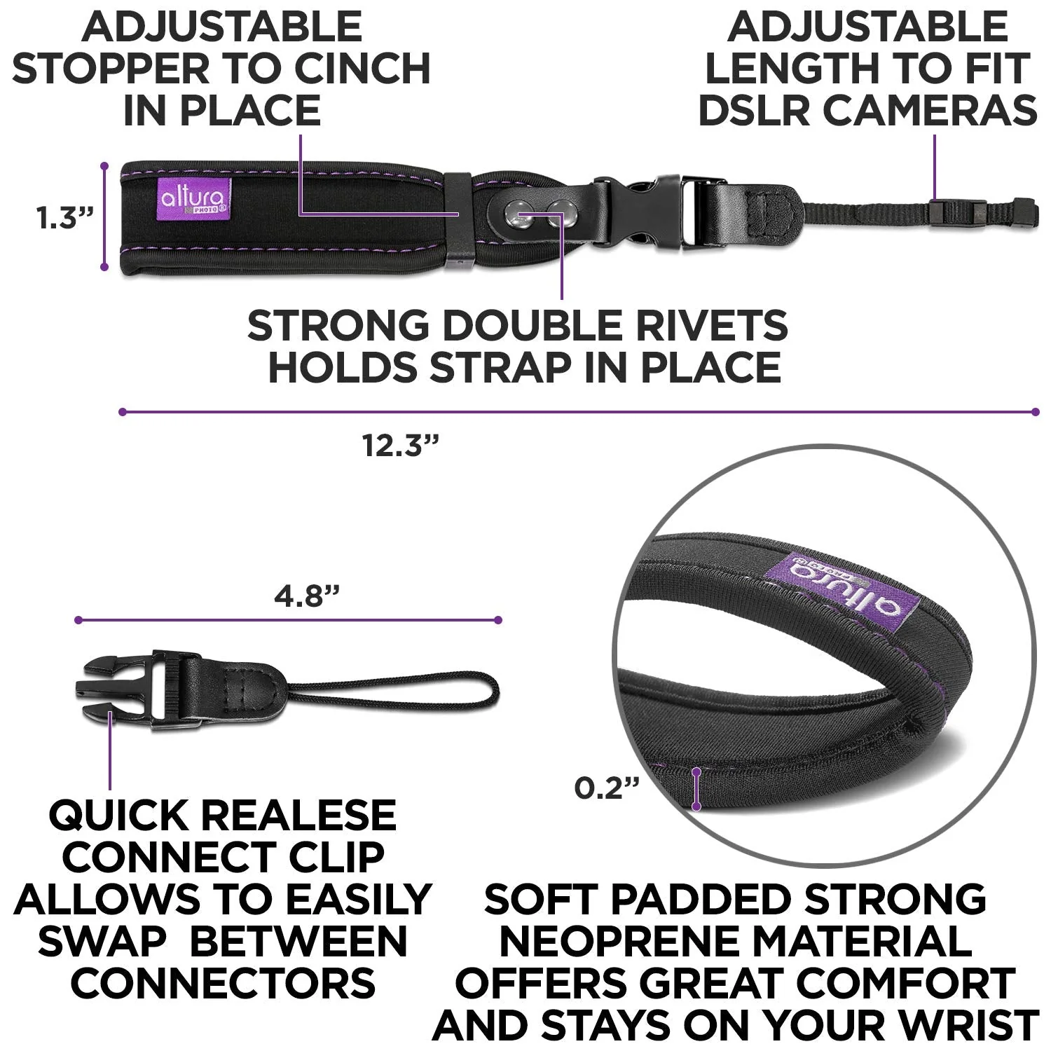 Altura Photo Camera Wrist Strap - Rapid Fire Secure Camera Sling Strap, Camera Straps for Photographers Compatible W/DSLR & Mirrorless - Camera Hand Strap W/Quick Release Camera Strap Dual System - Image 4