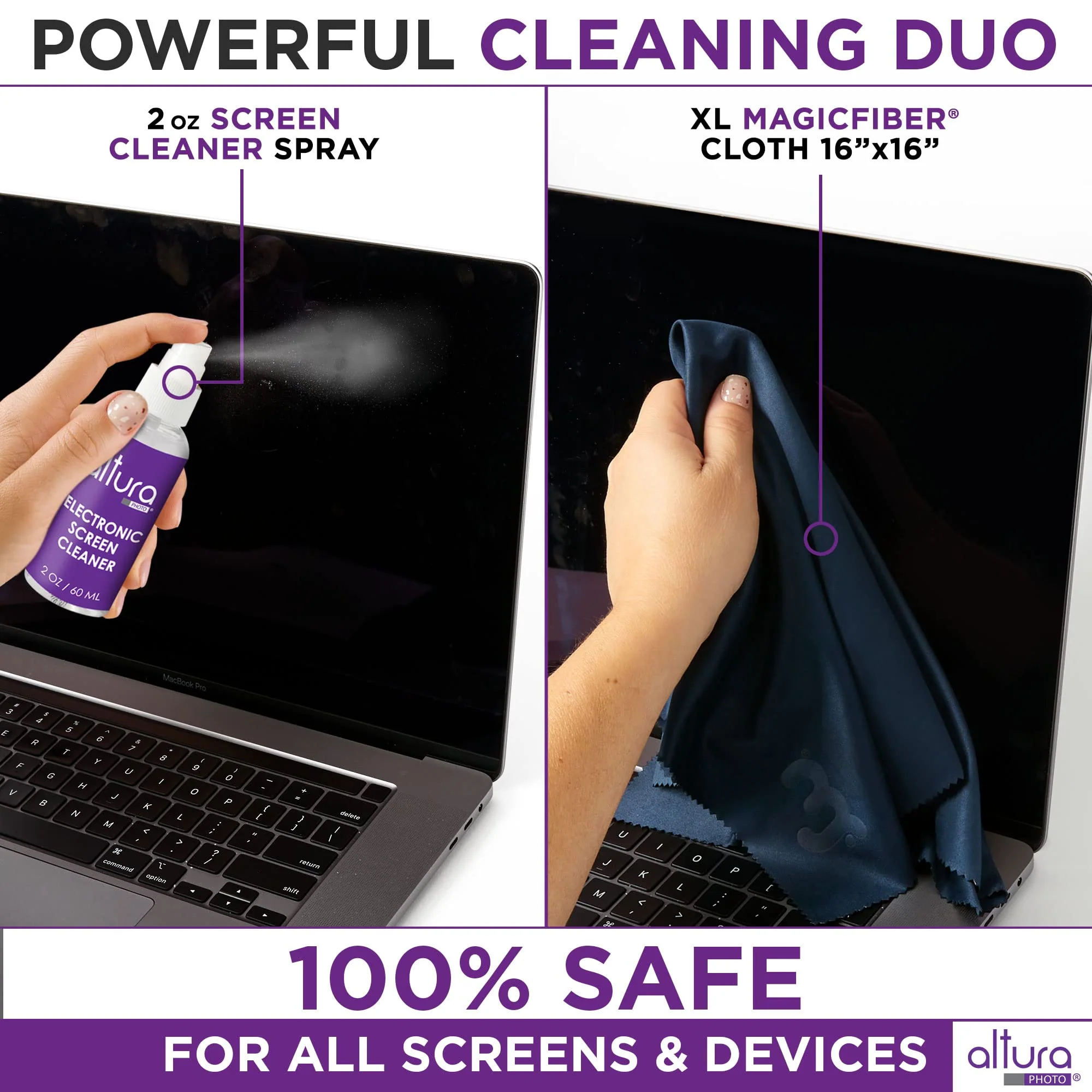 Altura Photo Laptop Cleaning Kit 5 pc - Keyboard Cleaning Kit - Includes Laptop Screen Cleaner, Air Blower, Brush, Keyboard Gel, & Microfiber Cloth - PS4 Cleaner - Keyboard & Computer Cleaner - Image 3