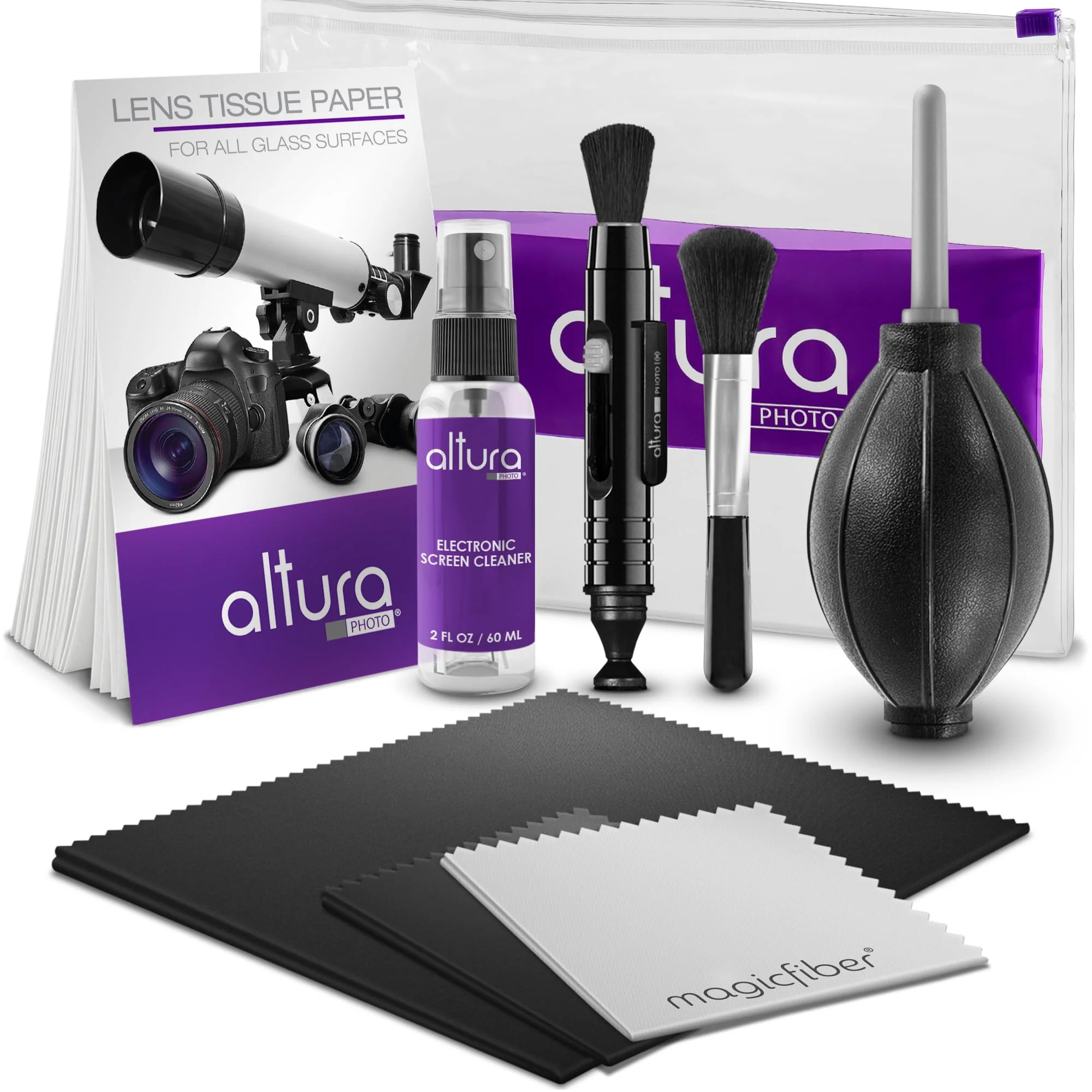 Altura Photo Professional Cleaning Kit for DSLR Cameras and Sensitive Electronics Bundle with 2oz Altura Photo Spray Lens and LCD Cleaner - Camera Accessories & Photography Accessories w/ 2 oz. Altura Photo Cleaning Solution