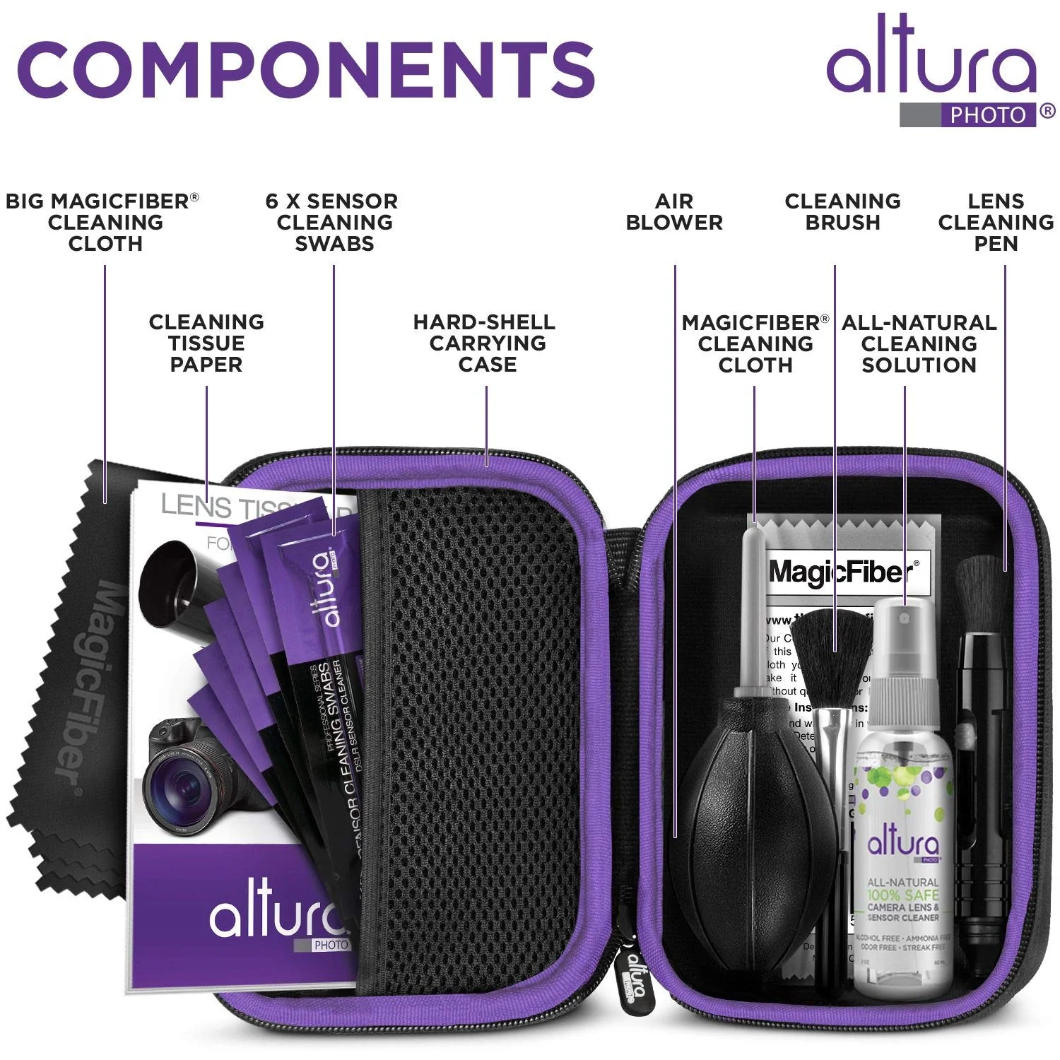 Altura Photo Professional Full Frame Sensor Cleaning Kit - Camera Cleaning Kit for FF DSLR & Mirrorless Cameras - w/Sensor Cleaning Swabs & Case, Works as Camera Lens Cleaning Kit, Sensor Cleaner - Image 2