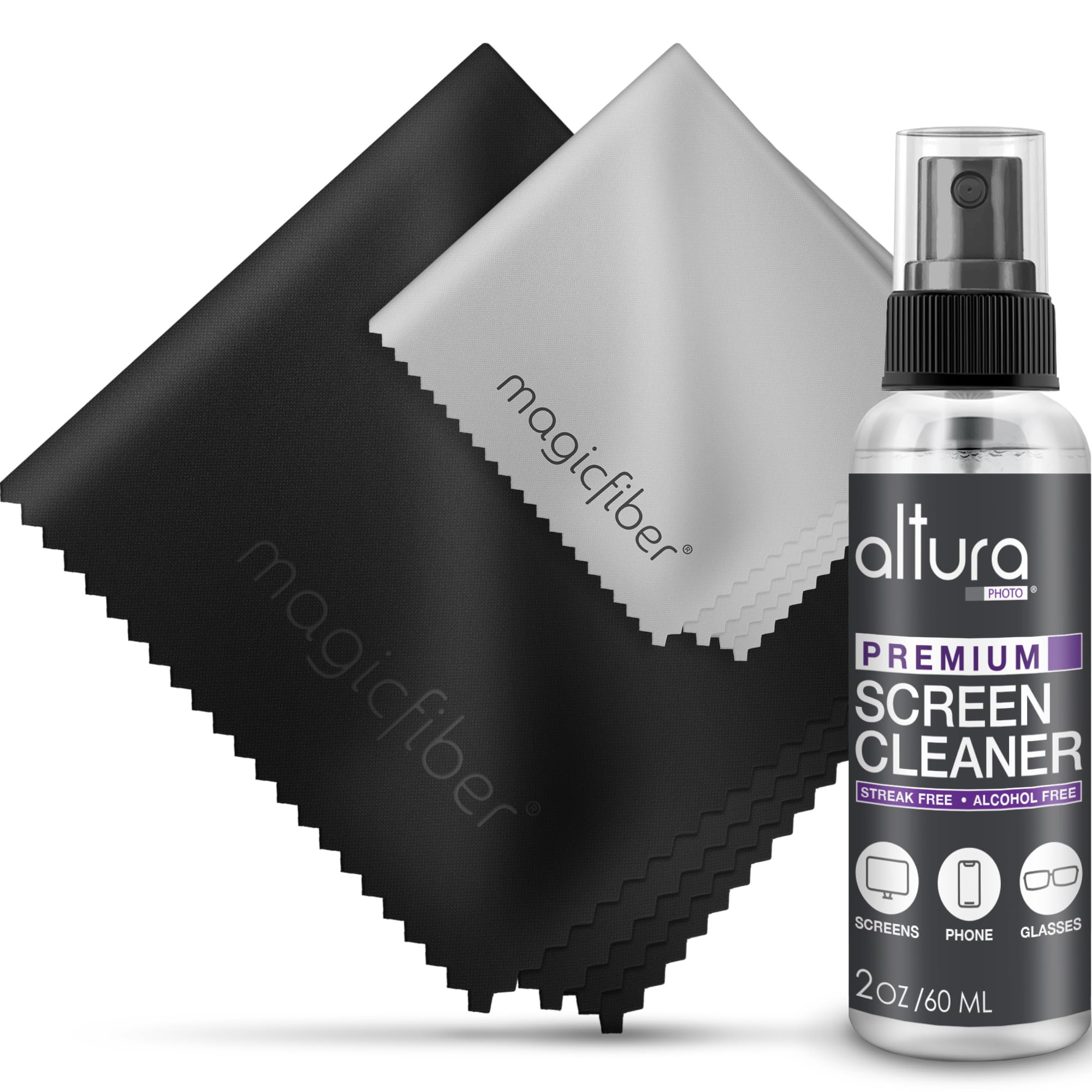 Altura Photo Screen Cleaner Spray Kit - TV, Laptop & Computer Screen Cleaner - Great for Smart TVs, Monitors, & Cars - Electronic & iPhone Cleaner - Eyeglass & Glasses Cleaner 2oz