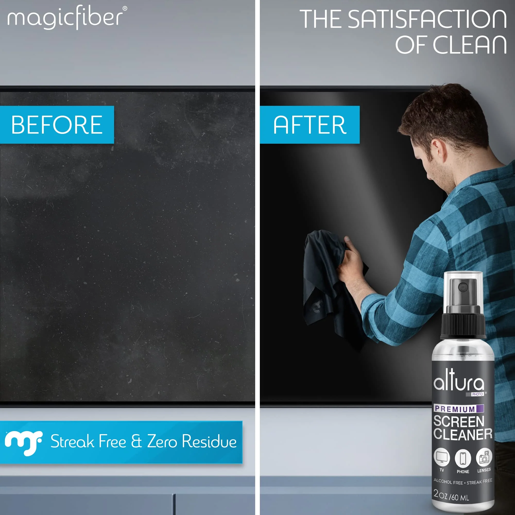 Altura Photo Screen Cleaner Spray Kit - TV, Laptop & Computer Screen Cleaner - Great for Smart TVs, Monitors, & Cars - Electronic & iPhone Cleaner - Eyeglass & Glasses Cleaner 2oz - Image 2
