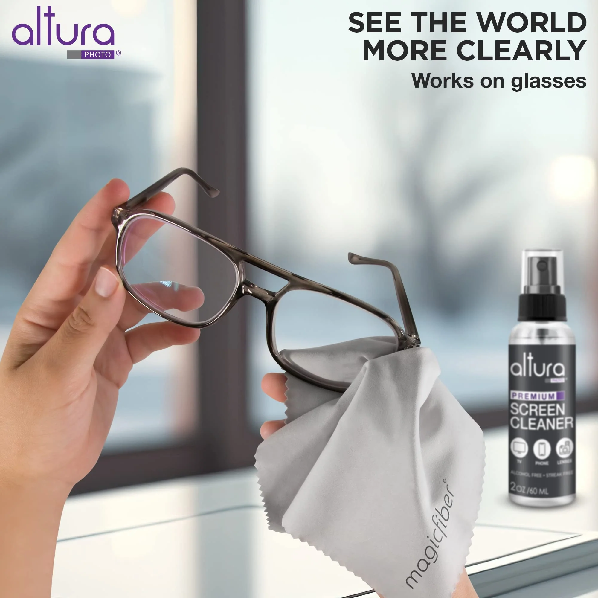 Altura Photo Screen Cleaner Spray Kit - TV, Laptop & Computer Screen Cleaner - Great for Smart TVs, Monitors, & Cars - Electronic & iPhone Cleaner - Eyeglass & Glasses Cleaner 2oz - Image 5