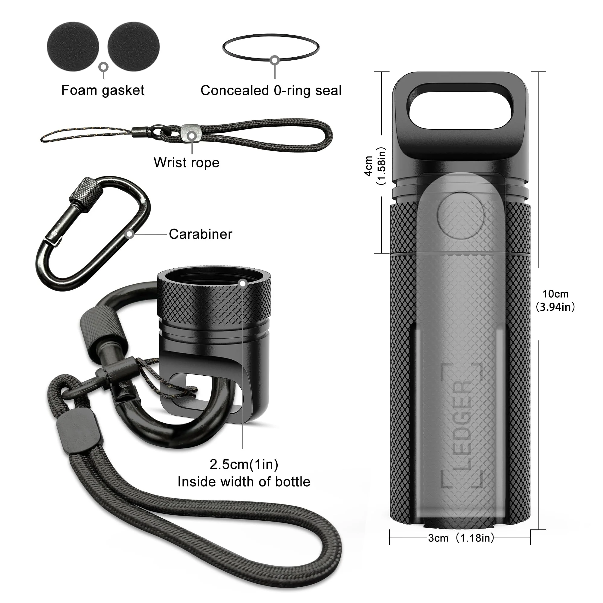 Aluminum Alloy Carrying Case Compatible with Ledger Nano X/S Plus YubiKey USB 5 5C NFC Nano, Waterproof & Shockproof USB Thumb Drive Device Storage, Secure Case for Cryptocurrency Cold Wallet (Black) - Image 5
