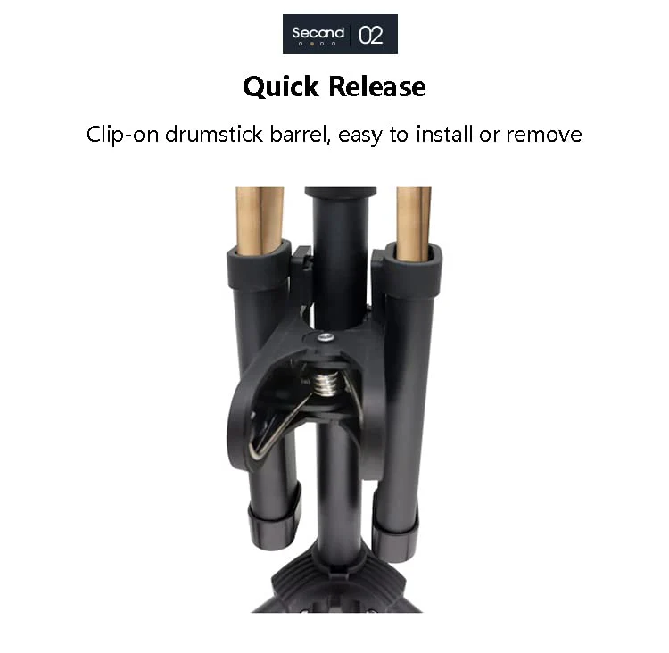 Aluminum Alloy Drumstick Holder Clip on Drum Stick Holder Quick Release Adjustable Angle Holds up to 2 Pairs of Drumsticks - Image 4