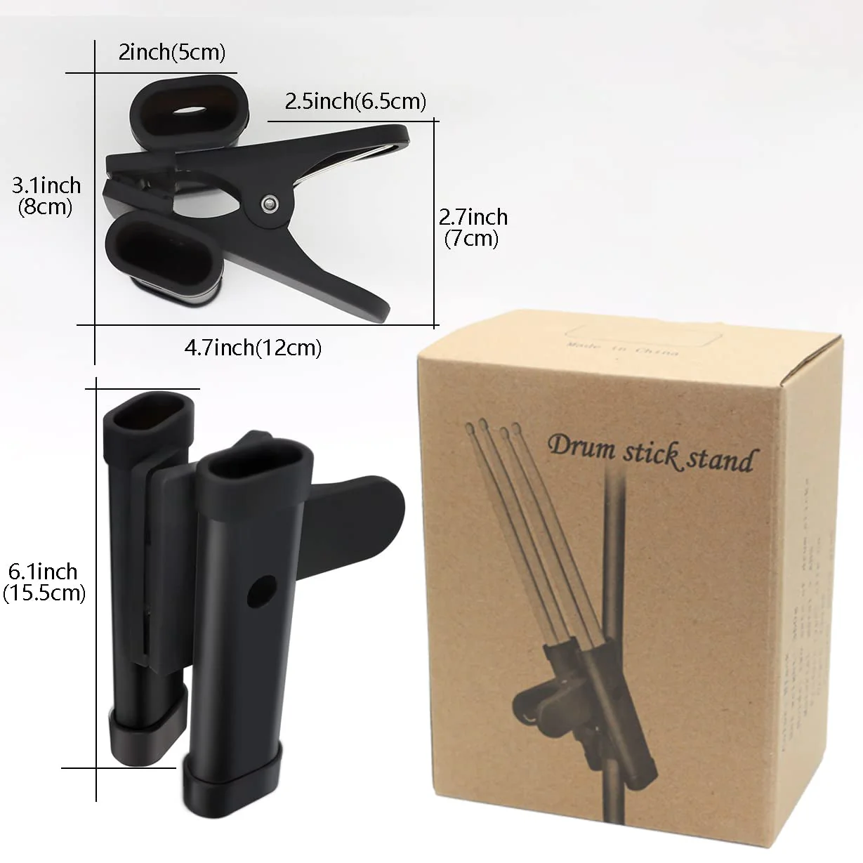 Aluminum Alloy Drumstick Holder Clip on Drum Stick Holder Quick Release Adjustable Angle Holds up to 2 Pairs of Drumsticks - Image 7
