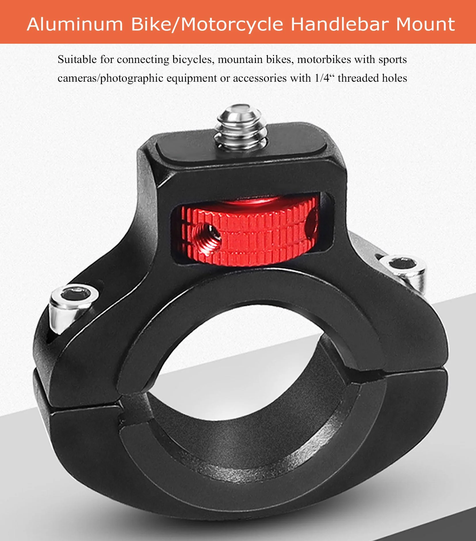 Aluminum Bike/Motorcycle Handlebar Mount for GoPro, Insta360, DJI Osmo and Fill Light, 360 Degrees Rotary Motorcycle Camera Mount Side Reinforcement Anti-Reverse - Image 5