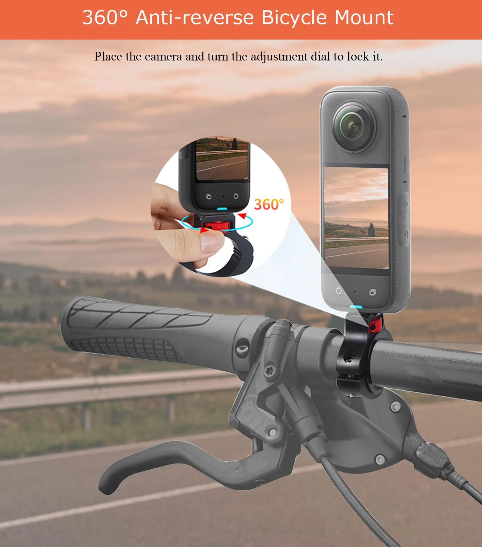 Aluminum Bike/Motorcycle Handlebar Mount for GoPro, Insta360, DJI Osmo and Fill Light, 360 Degrees Rotary Motorcycle Camera Mount Side Reinforcement Anti-Reverse - Image 6