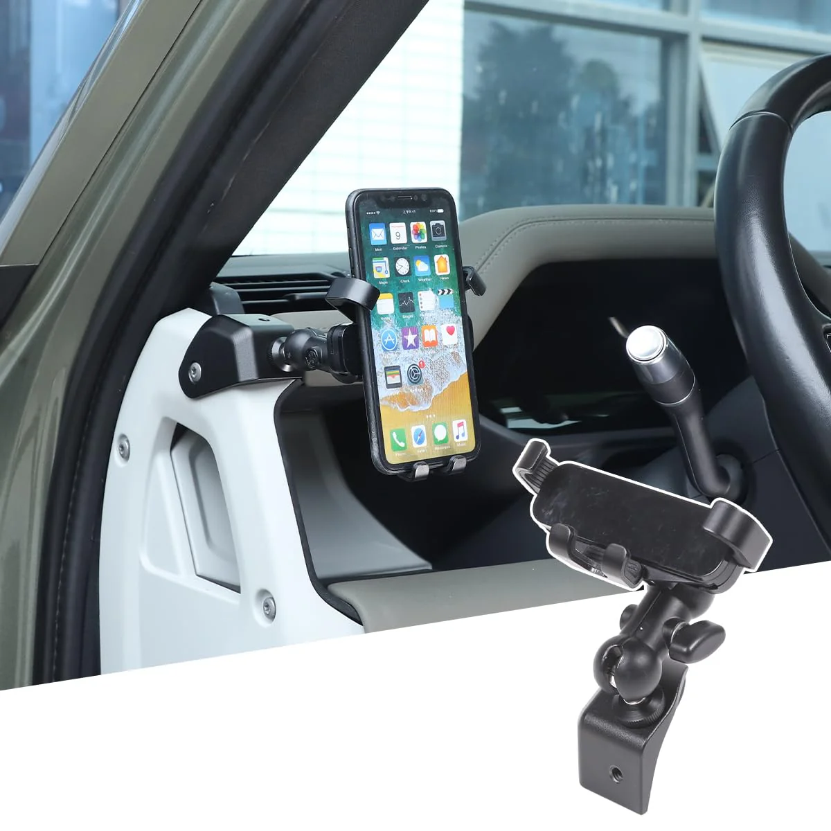 Alumium Alloy Dashboard Side Mobile Phone Holder Trim Compatible with Land Rover Defender 90 110 130 2020-2024 Car Central Control Car Phone Mount (Style B, Left)