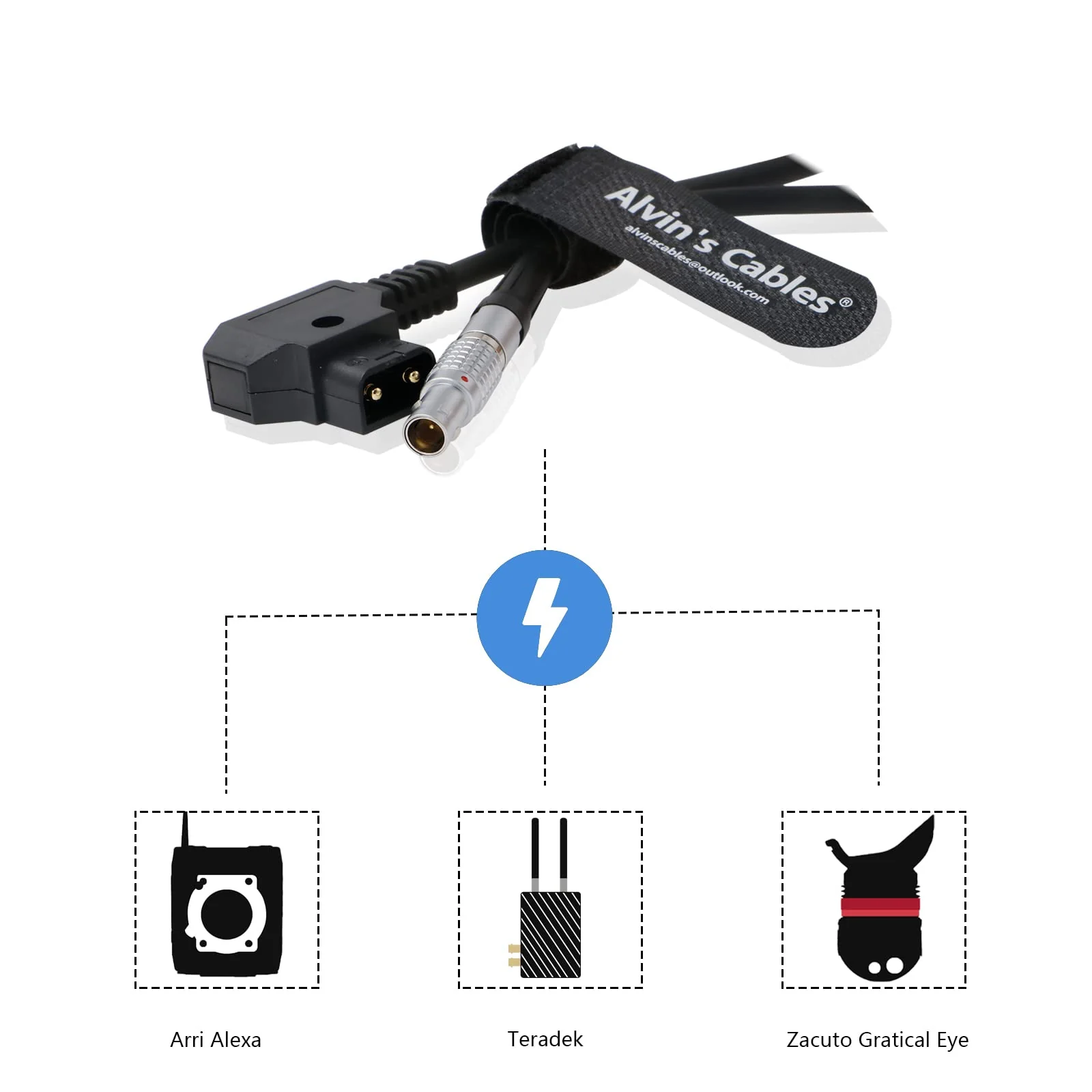 Alvin's Cables D-Tap to 0B 2 Pin Male Power Cable for Teradek SmallHD Z-CAM DJI-Ronin 45cm|18inches Straight 2 pin - Image 3