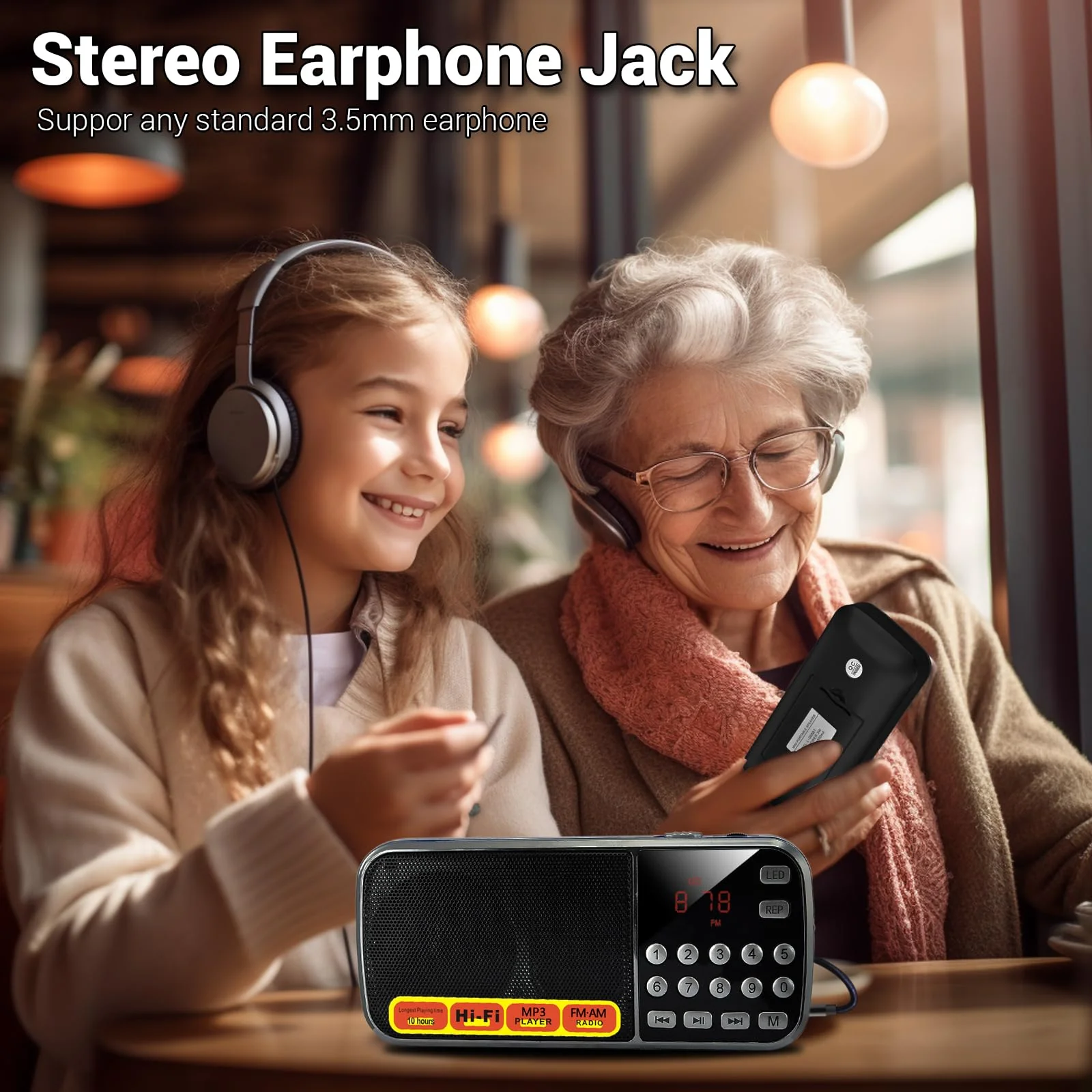 AM FM Radio portable Rechargeable Battery Operated Small Radio Micro SD Card/USB Flash Drive MP3 Player Pocket Radios with Excellent Reception and Sound for Home and Outdoor Use black - Image 8