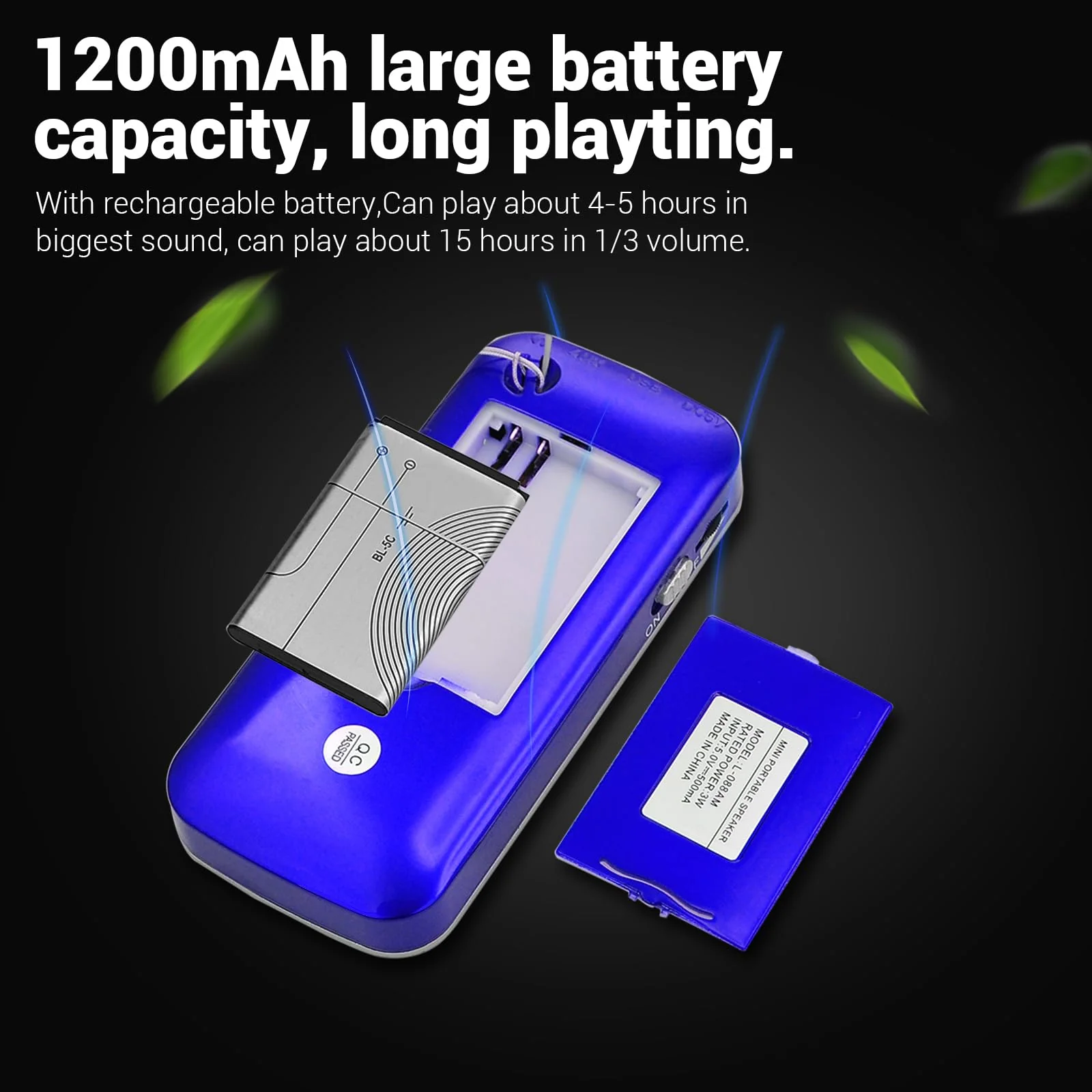 AM FM Radio portable Rechargeable Battery Operated Small Radio Micro SD Card/USB Flash Drive MP3 Player Pocket Radios with Excellent Reception and Sound for Home and Outdoor Use blue - Image 6