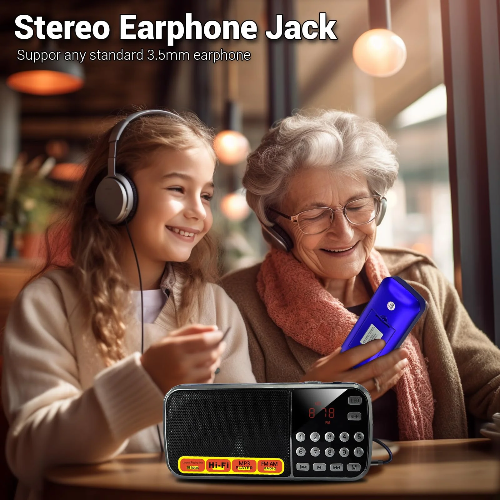 AM FM Radio portable Rechargeable Battery Operated Small Radio Micro SD Card/USB Flash Drive MP3 Player Pocket Radios with Excellent Reception and Sound for Home and Outdoor Use blue - Image 8