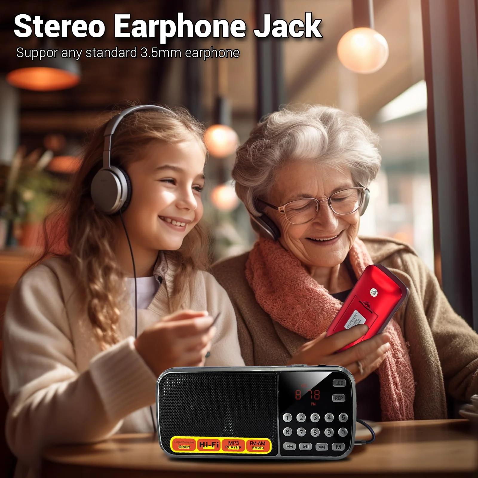 AM FM Radio portable Rechargeable Battery Operated Small Radio Micro SD Card/USB Flash Drive MP3 Player Pocket Radios with Excellent Reception and Sound for Home and Outdoor Use red - Image 8