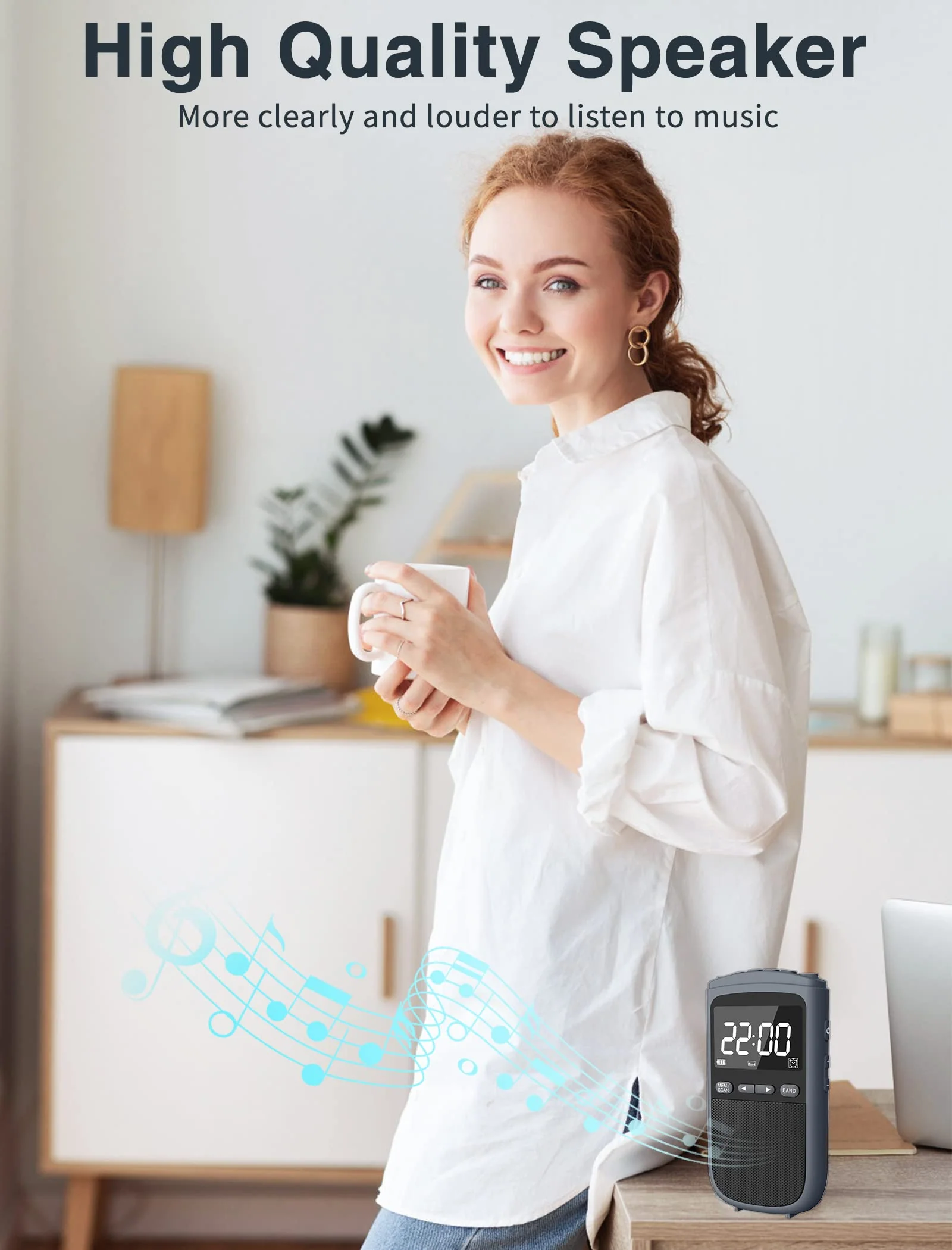 AM FM Walkman Radio:900mAh Rechargeable Portable Transistor Pocket Radio with Best Reception Digital Tuning, LCD Screen,Stereo Earphone Jack, Sleep Timer and Alarm Clock for Jogging,Walking Grey - Image 5
